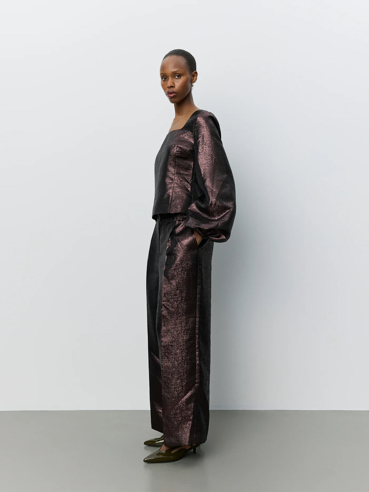 Hannesw wide leg trouser plum
