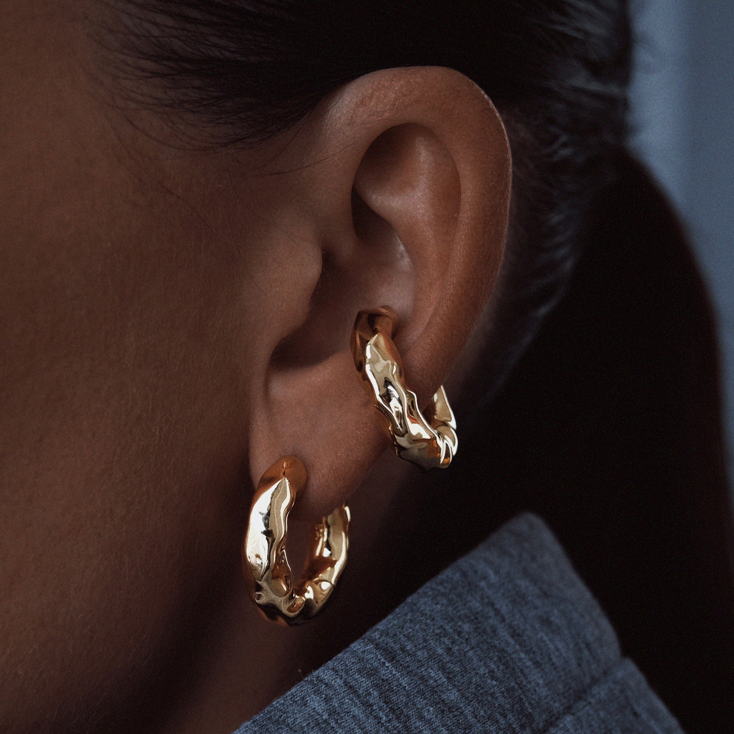 Chunky Kos Molten Earring Gold