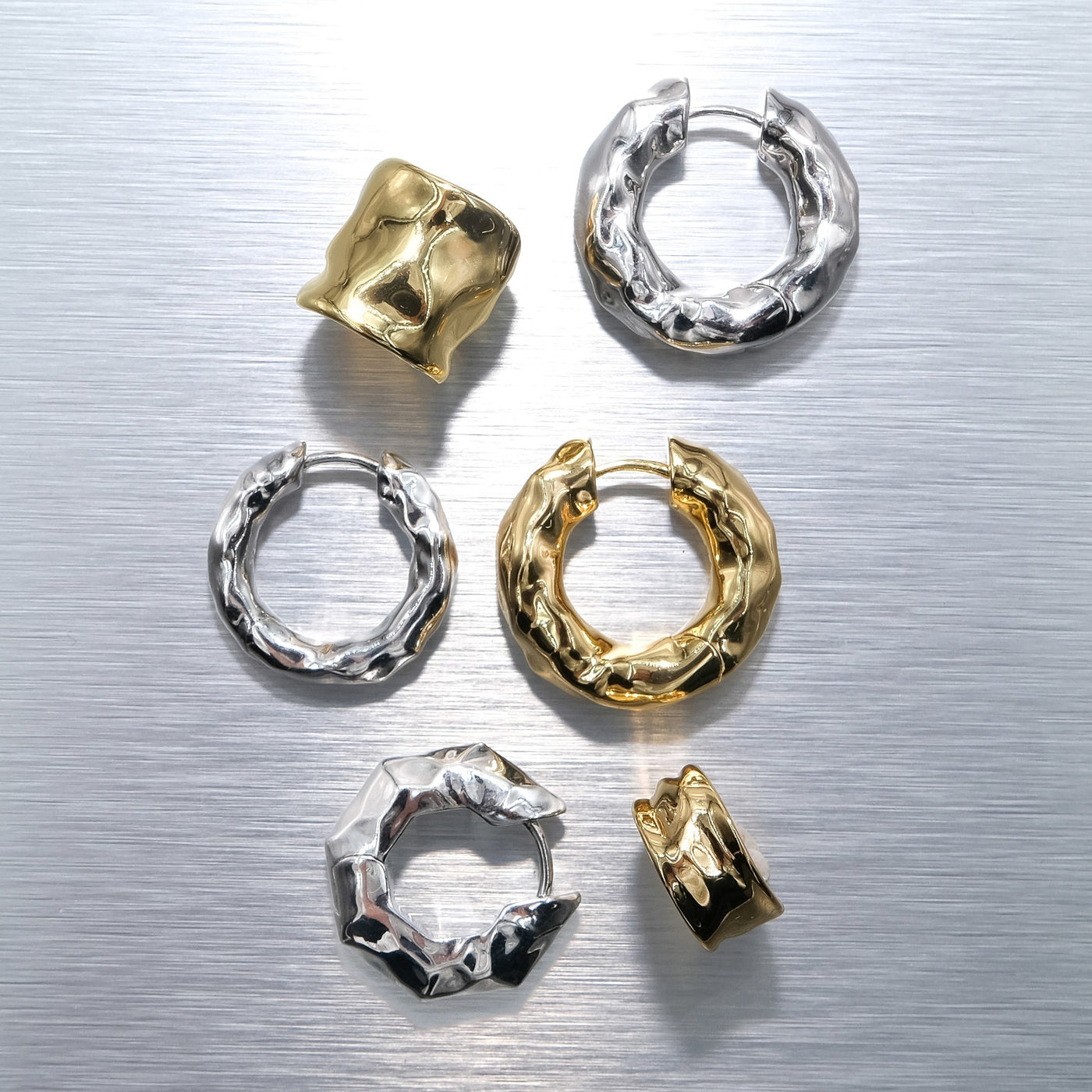 Chunky Kos Molten Earring Silver