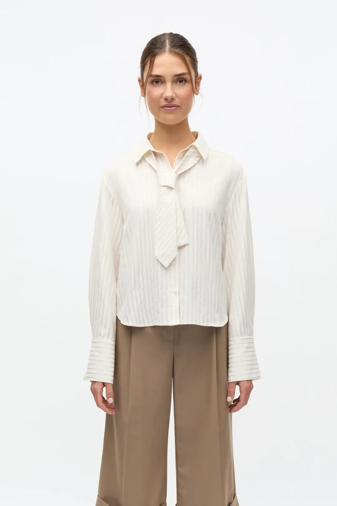 Enweb LS Short Shirt Tie Creme