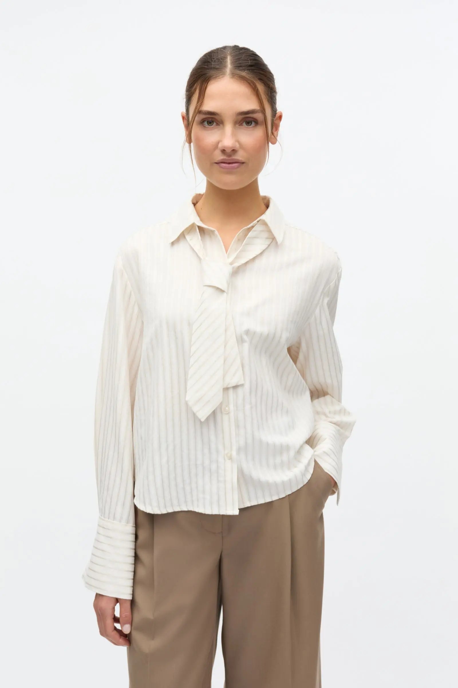 Enweb LS Short Shirt Tie Creme