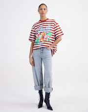 Jovita oversized t-shirt brown stripes