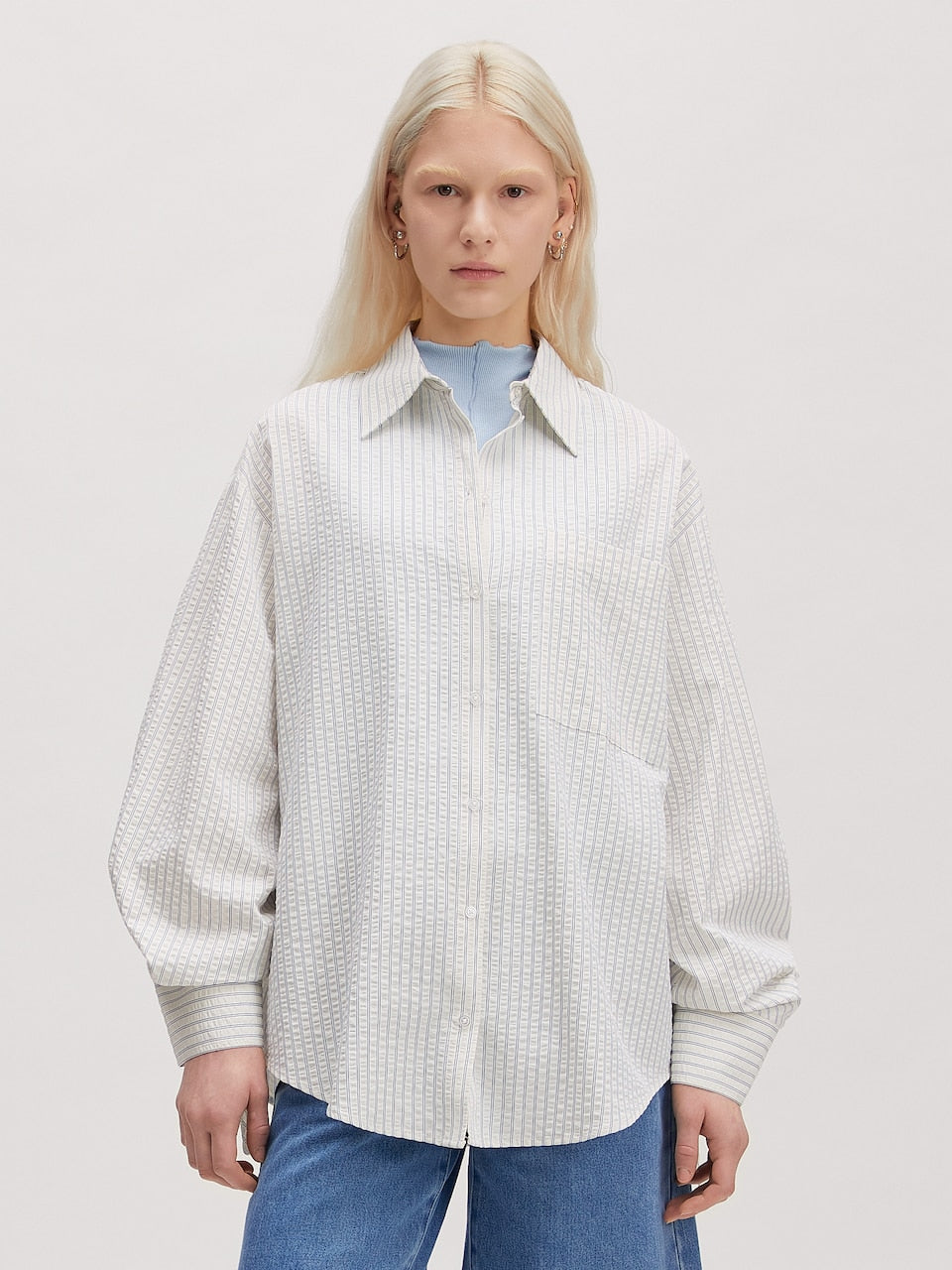 Hanni shirt creme blue stripes