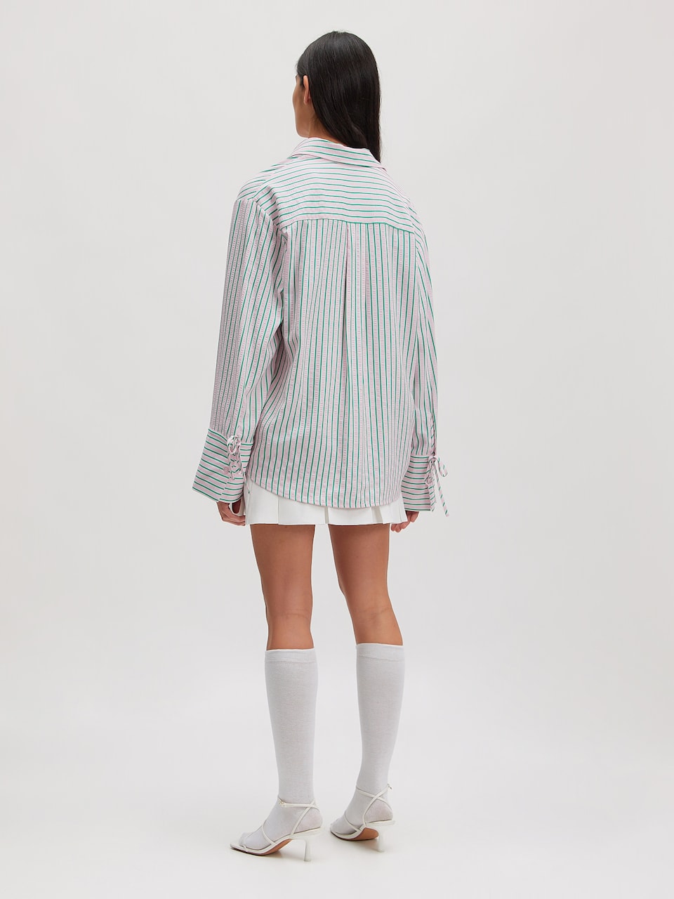 Juri shirt pink green stripes