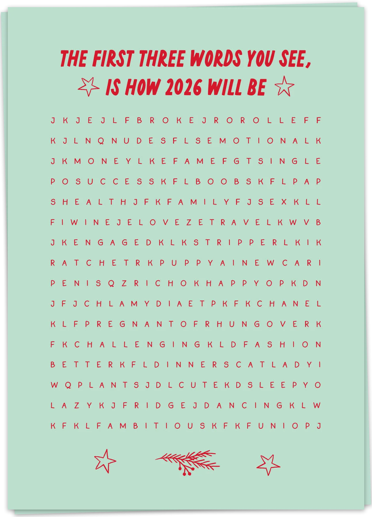 first three words card