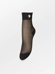 Floral Sheer Socks Black