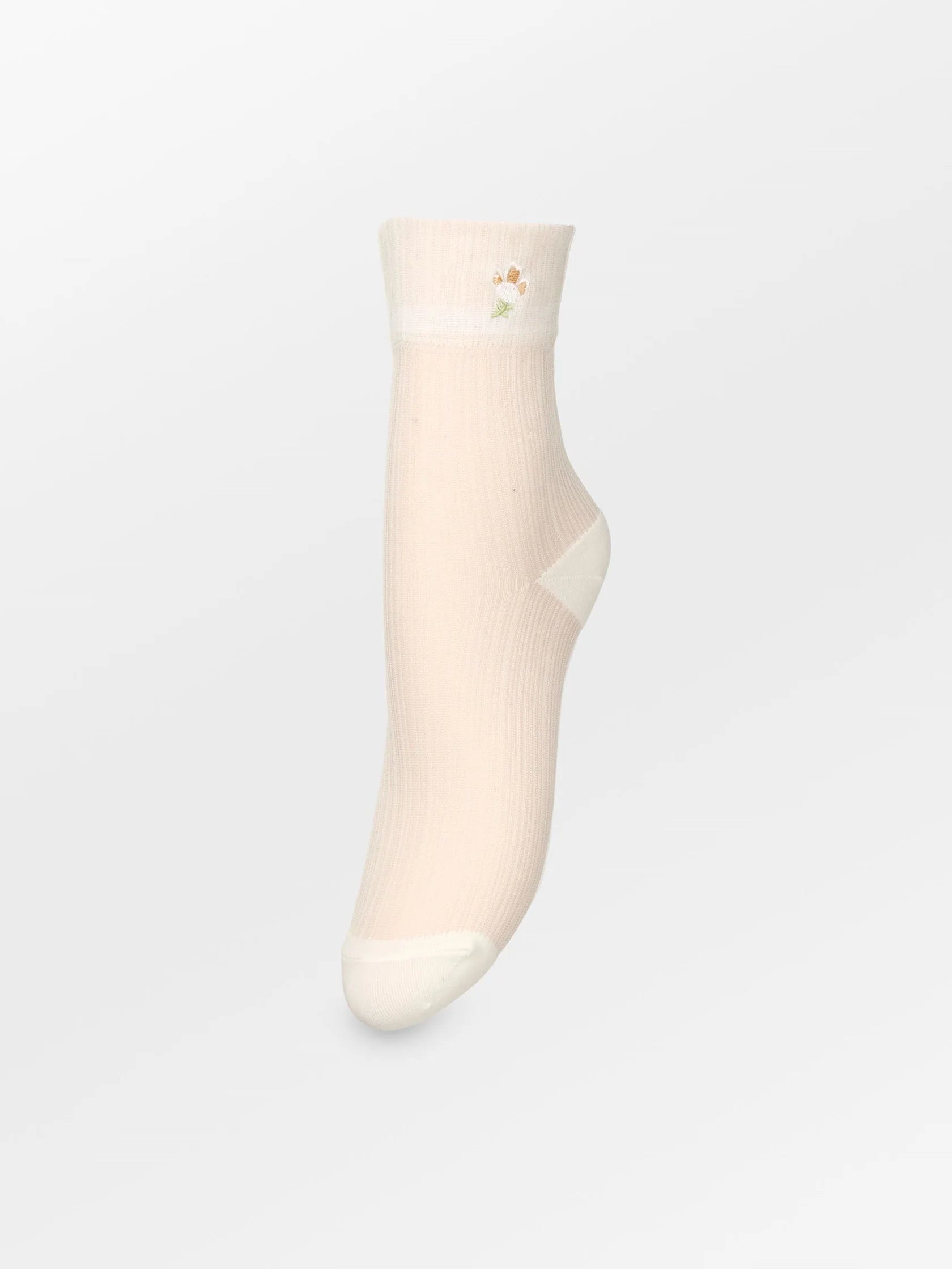 Floral Sheer Socks White