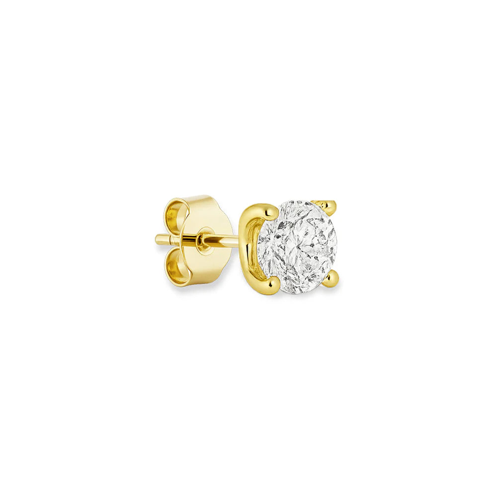 Crystal Diamond Earstud Gold