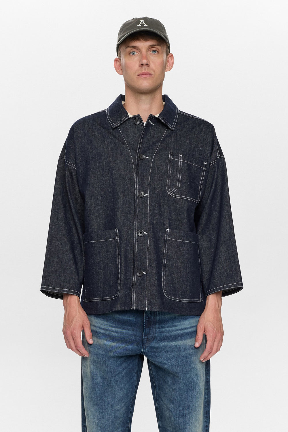 Akowen denim overshirt dark blue