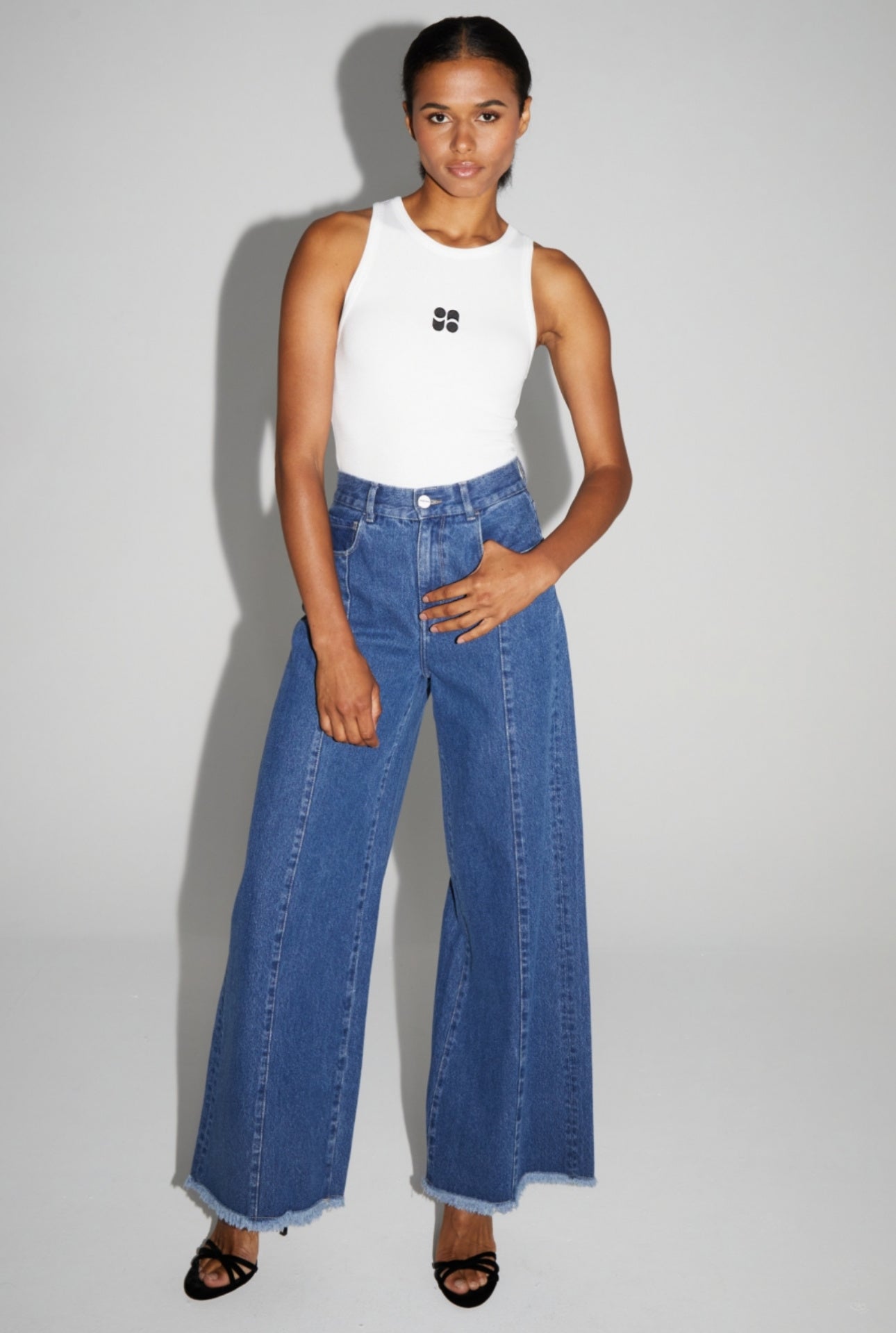 Denim Pants Palazzo Dark Blue