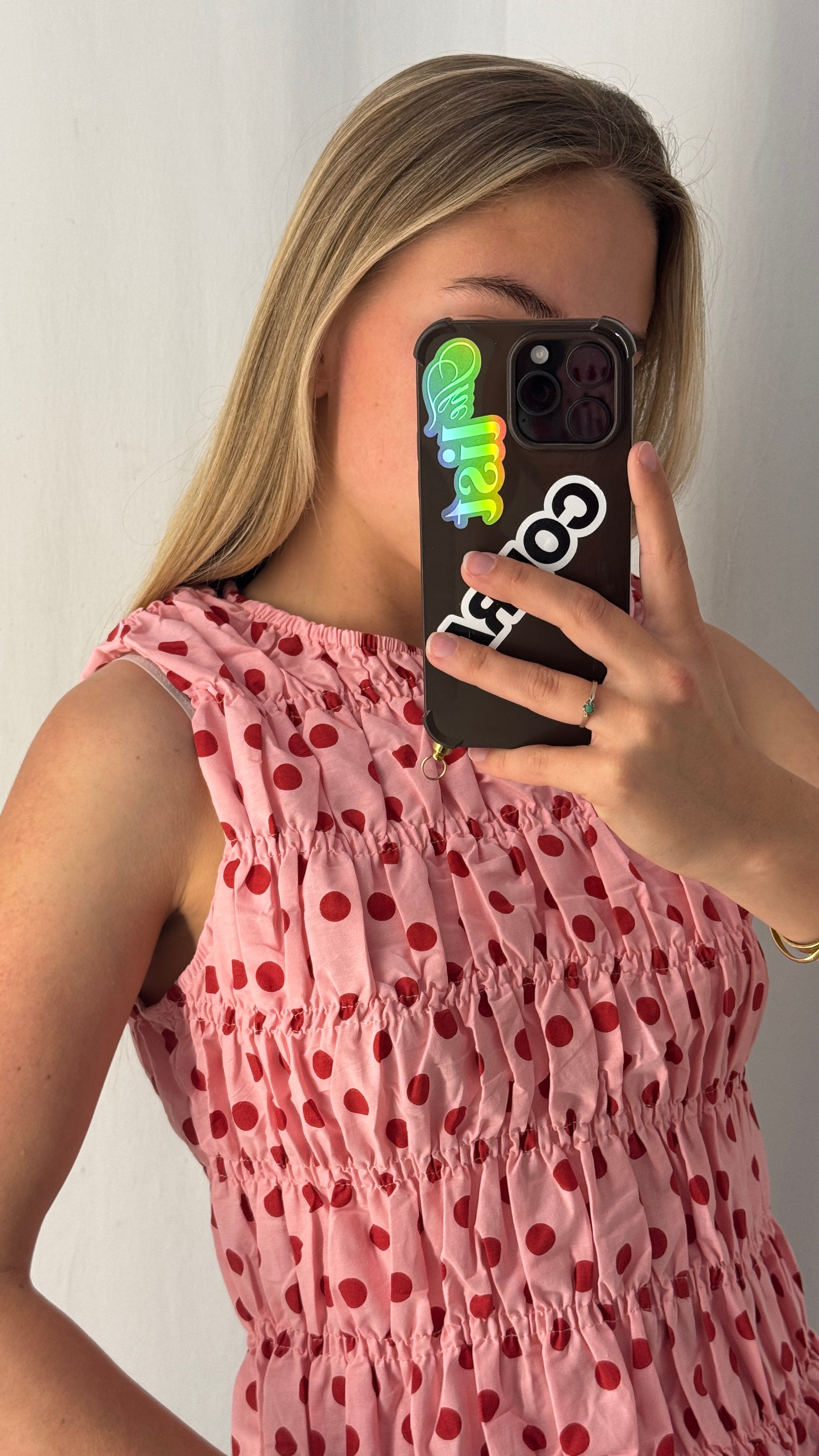 Sylvie top dots pink red