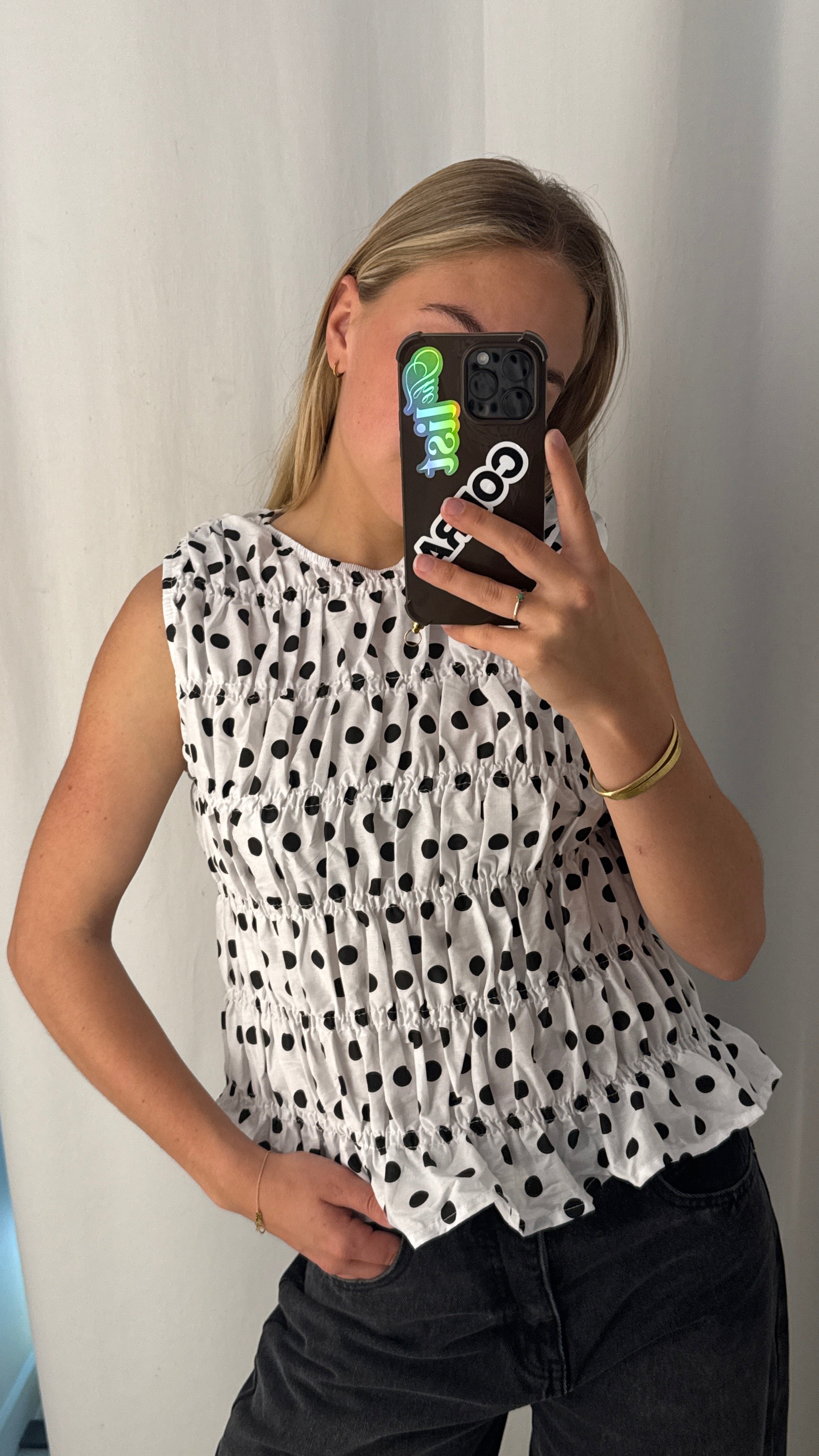 Sylvie top dots white black