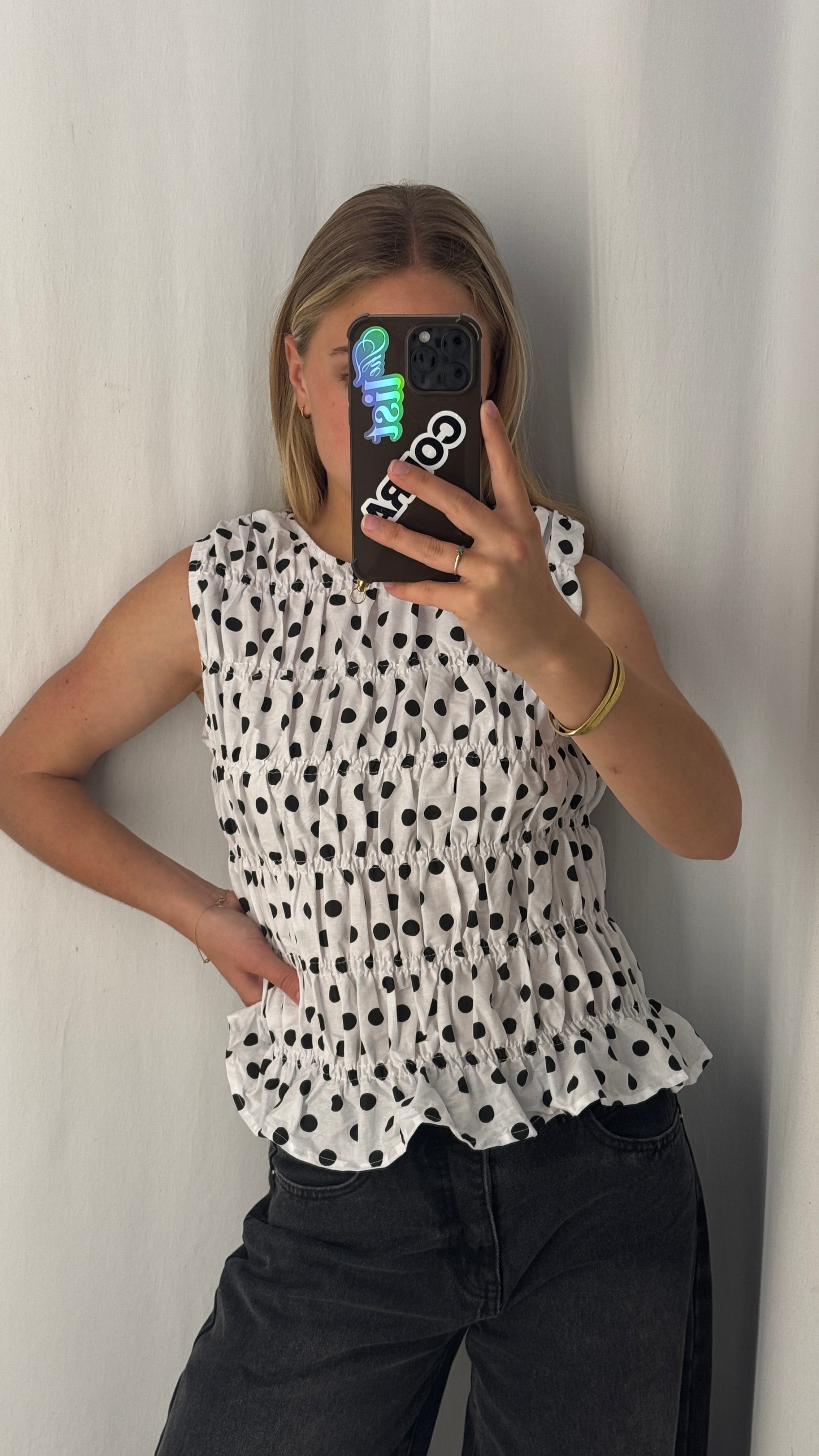 Sylvie top dots white black