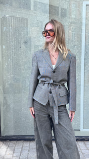 Hourglass Blazer Grey Big Checks S/M