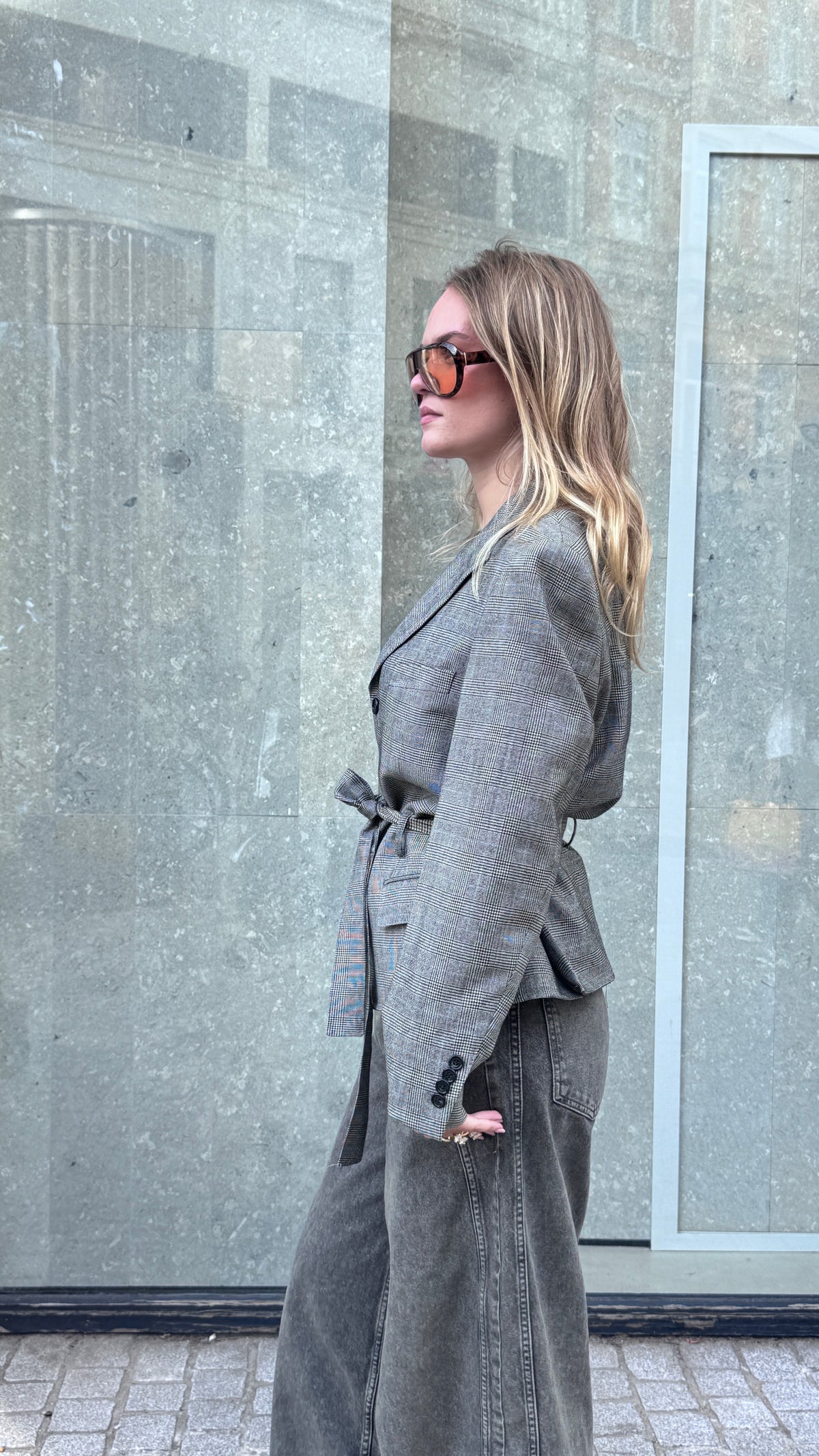 Hourglass Blazer Grey Big Checks S/M