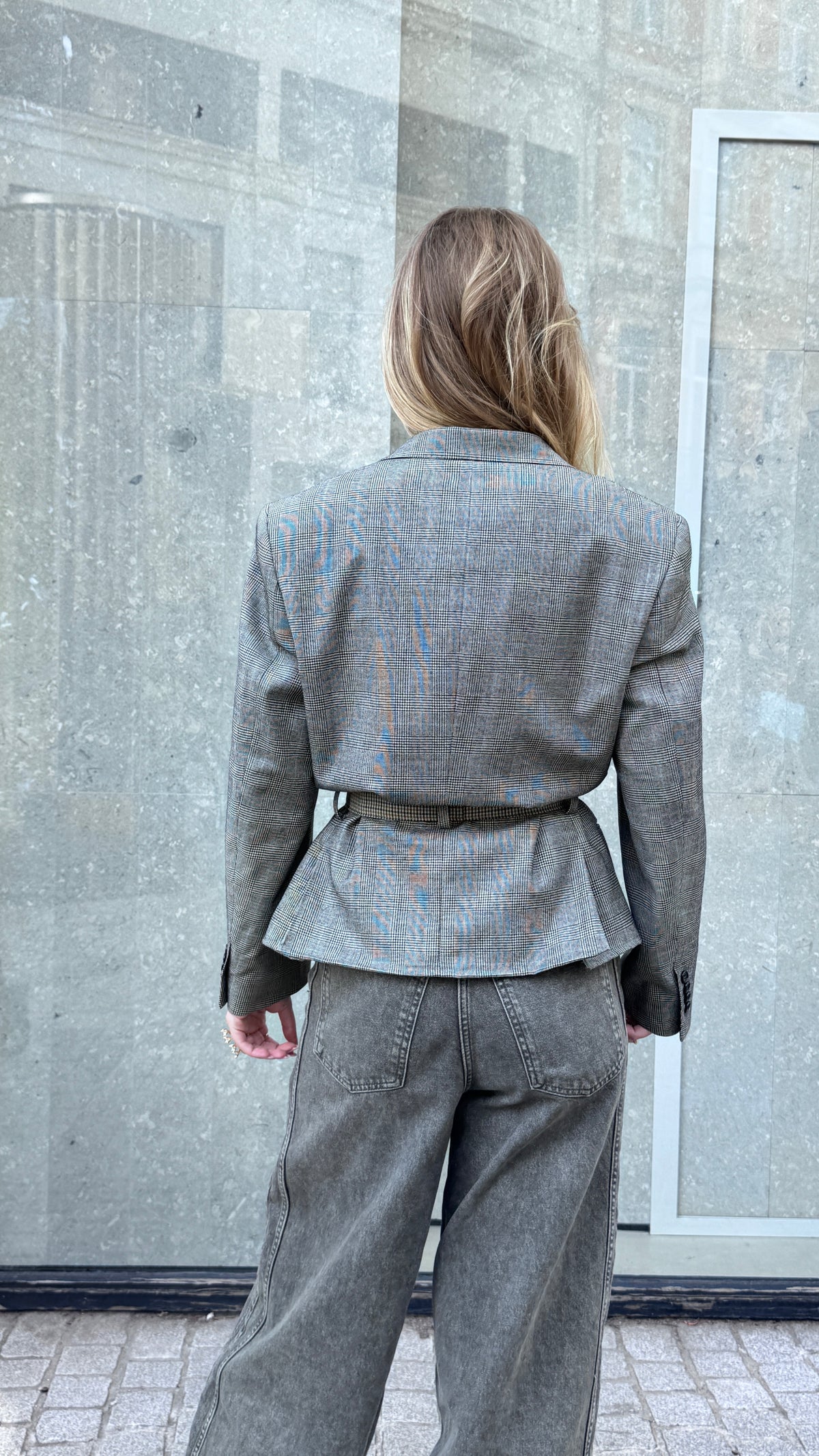 Hourglass Blazer Grey Big Checks S/M