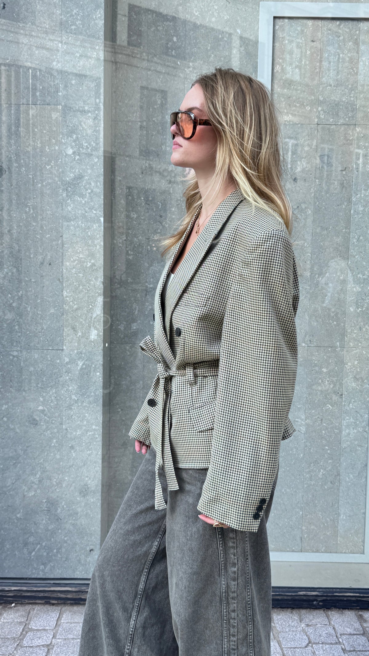 Hourglass Blazer Beige Checks M/L