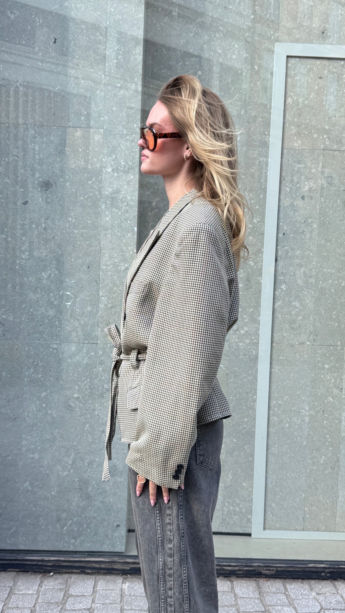 Hourglass Blazer Beige Checks M/L