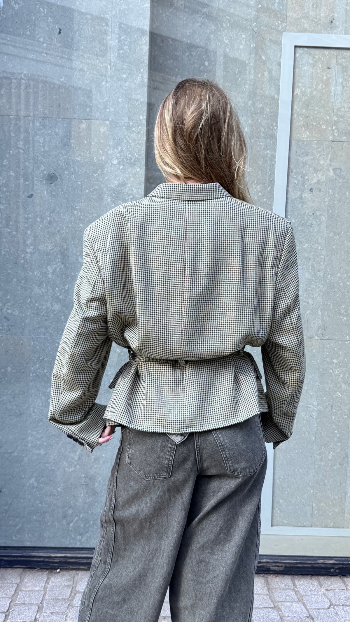 Hourglass Blazer Beige Checks M/L