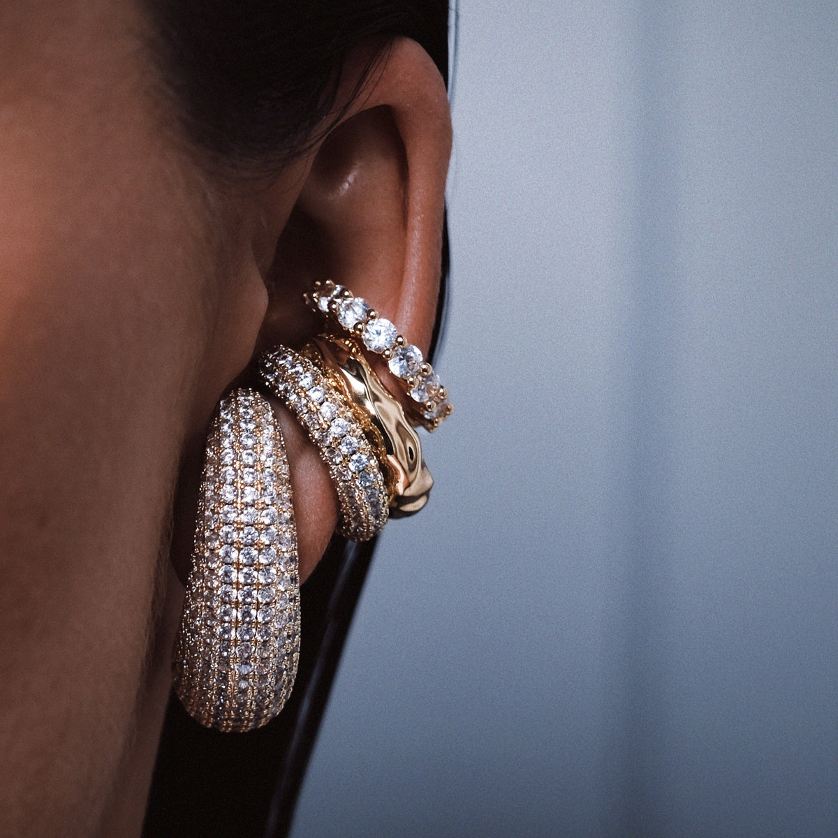 Bulb Diamond Earstud Gold