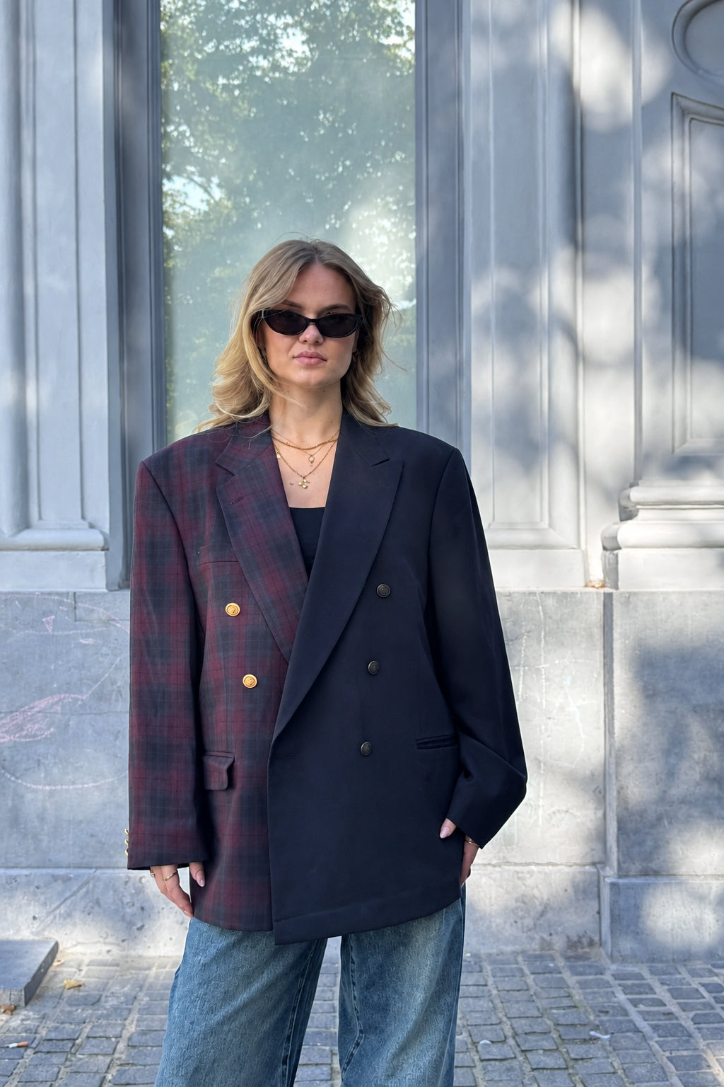 Twin Blazer Red Checks Navy M/L