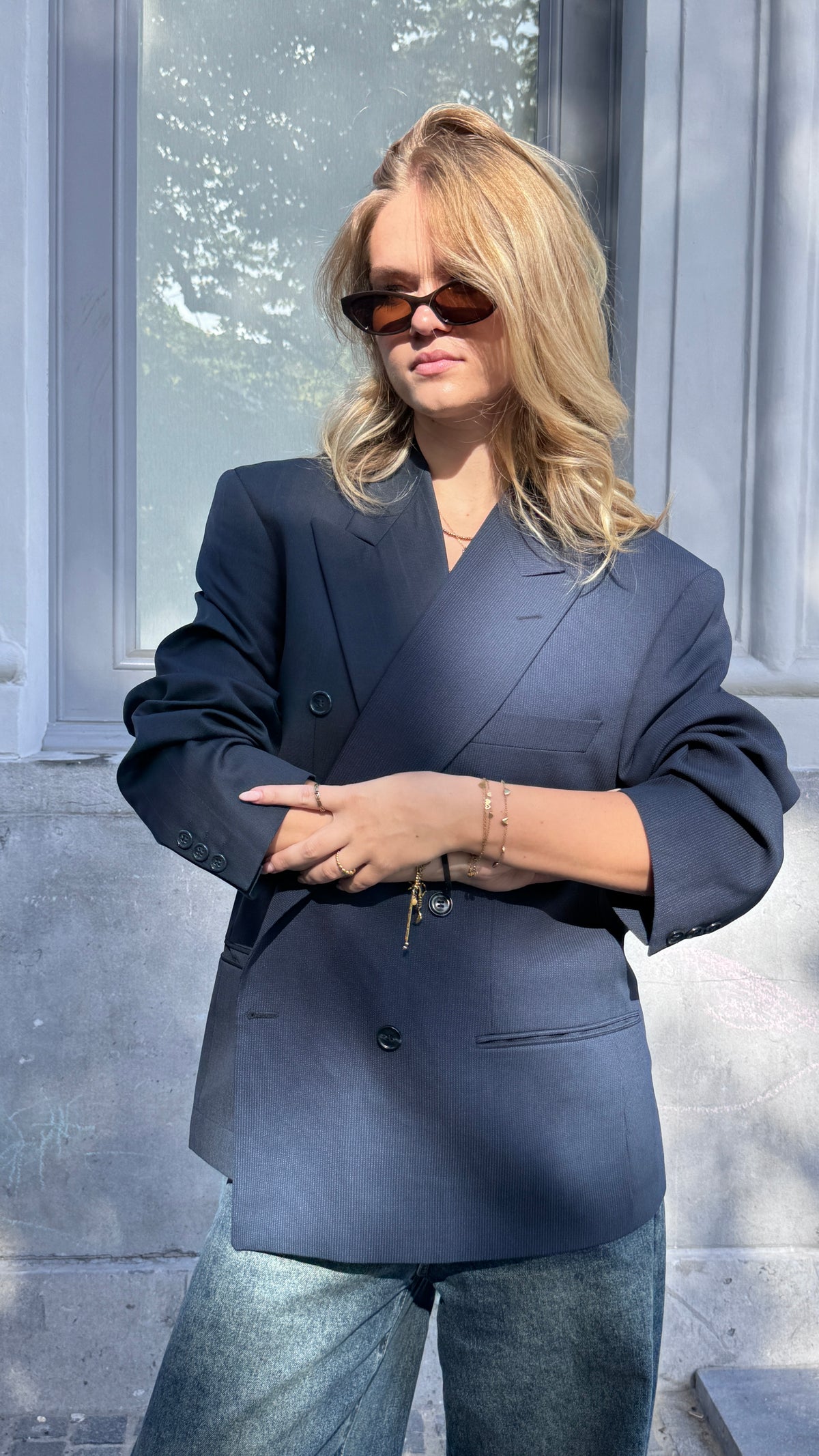 Twin Blazer Navy Dots Stripes M/L