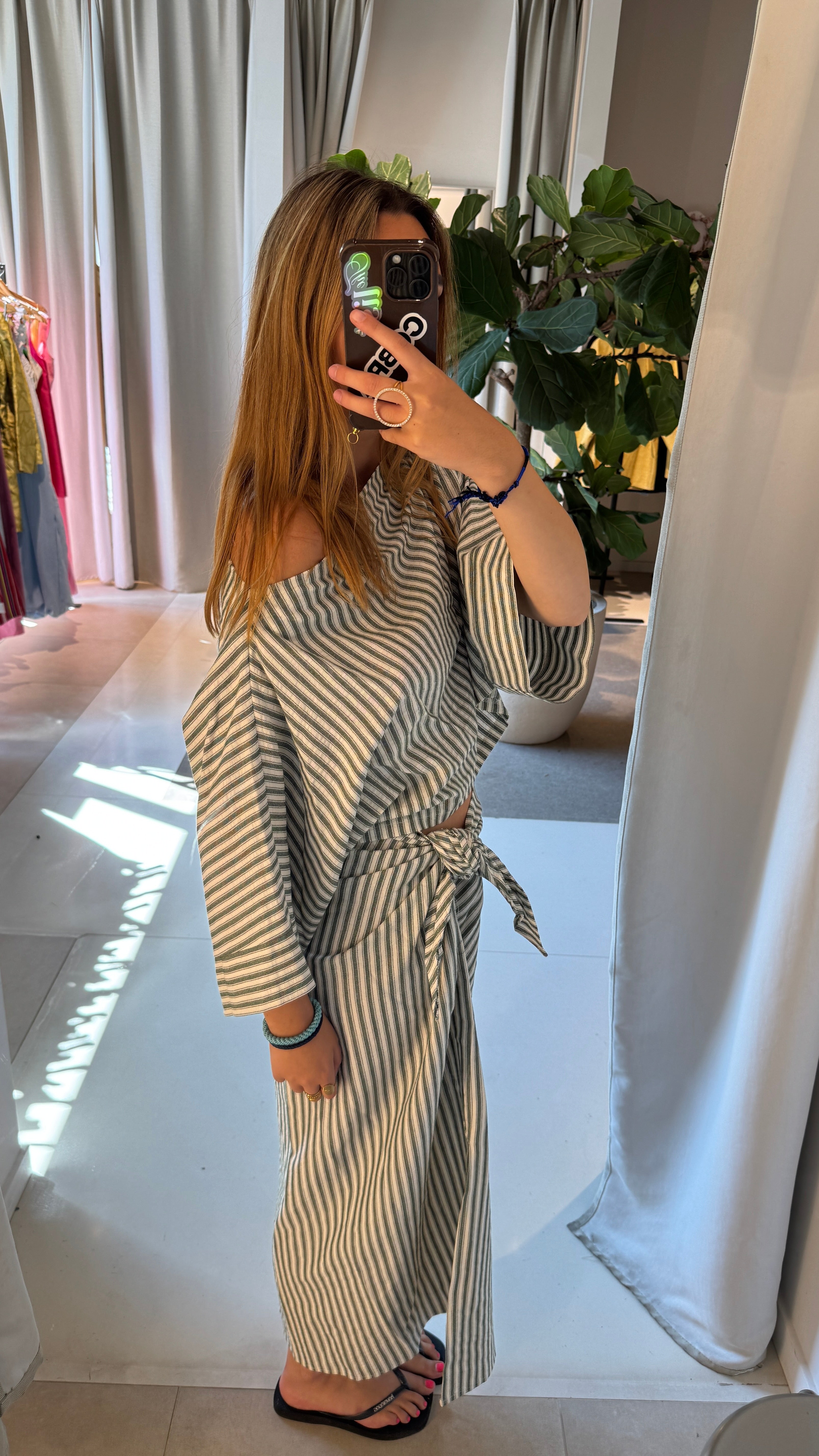 Loana skirt green stripes