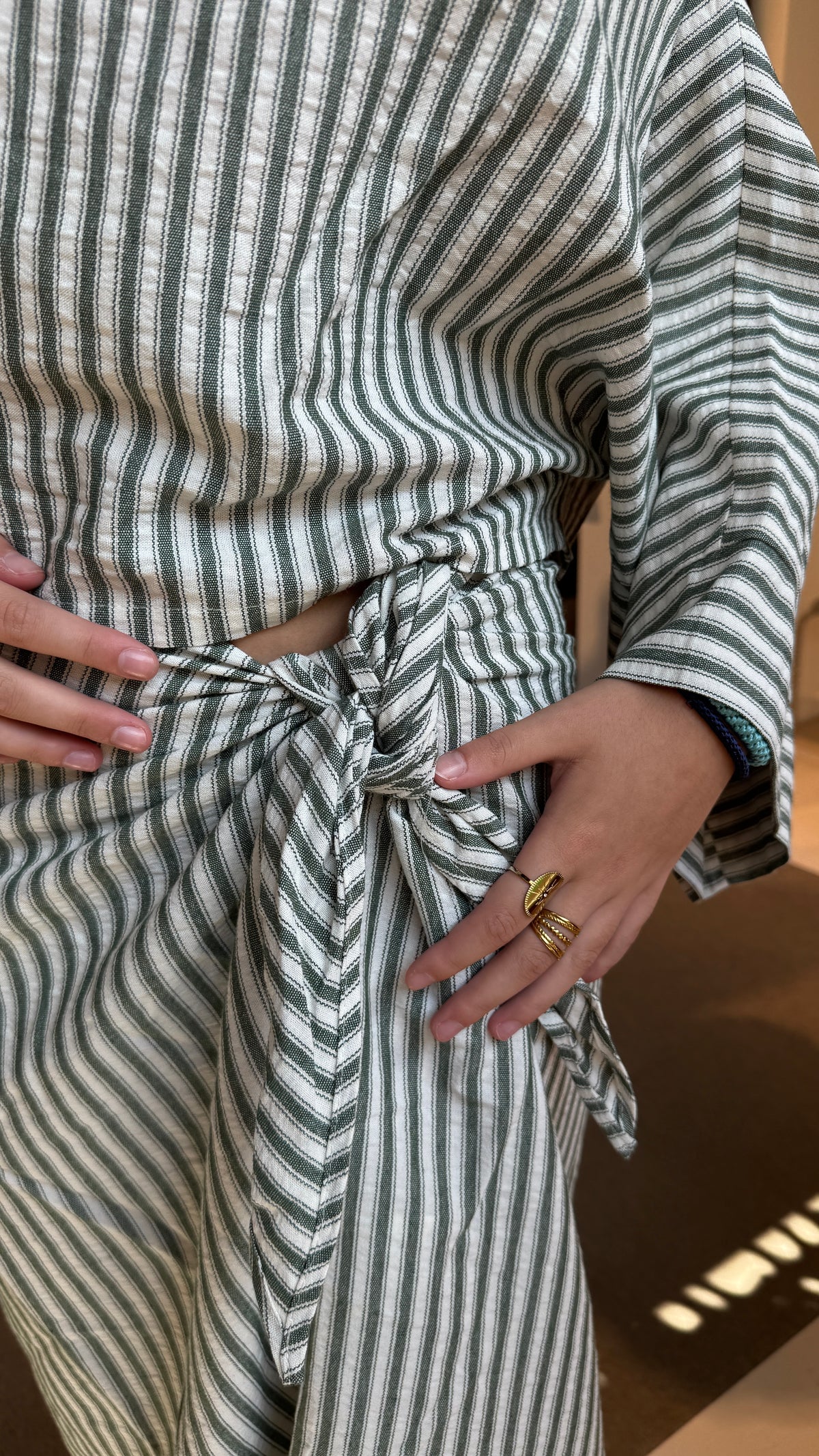 Luna off shoulder blouse green stripes