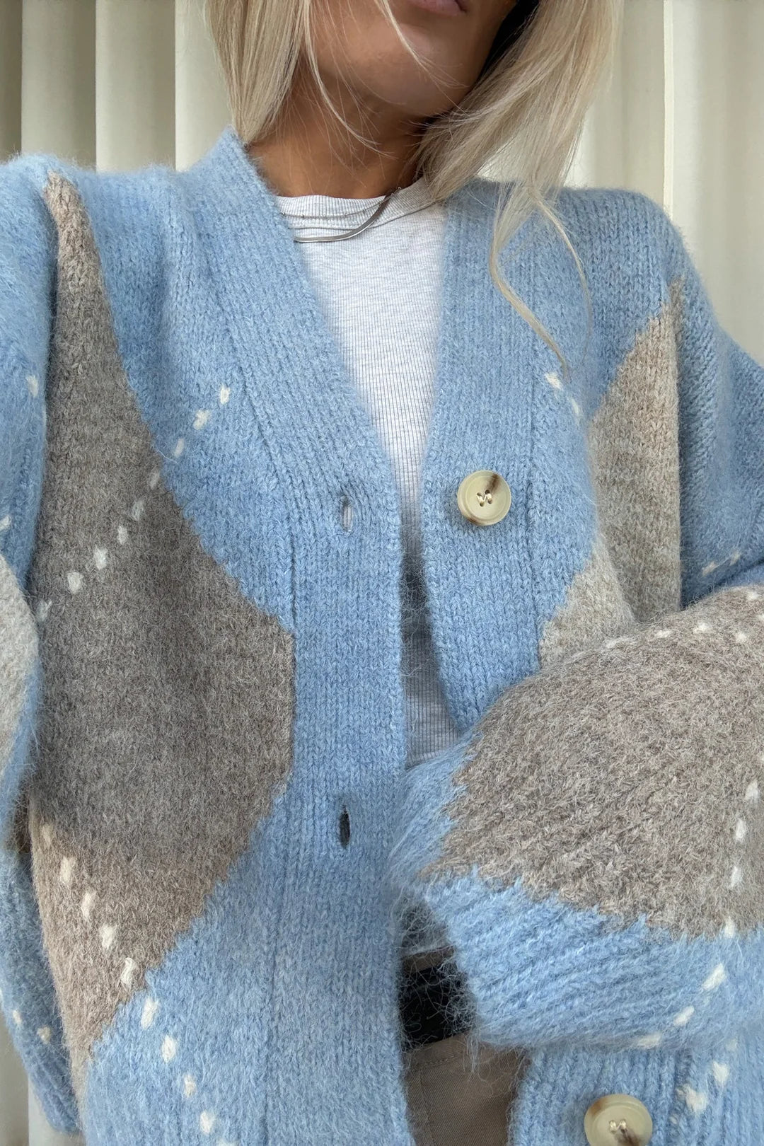 N-laiana knit cardigan sky blue mix