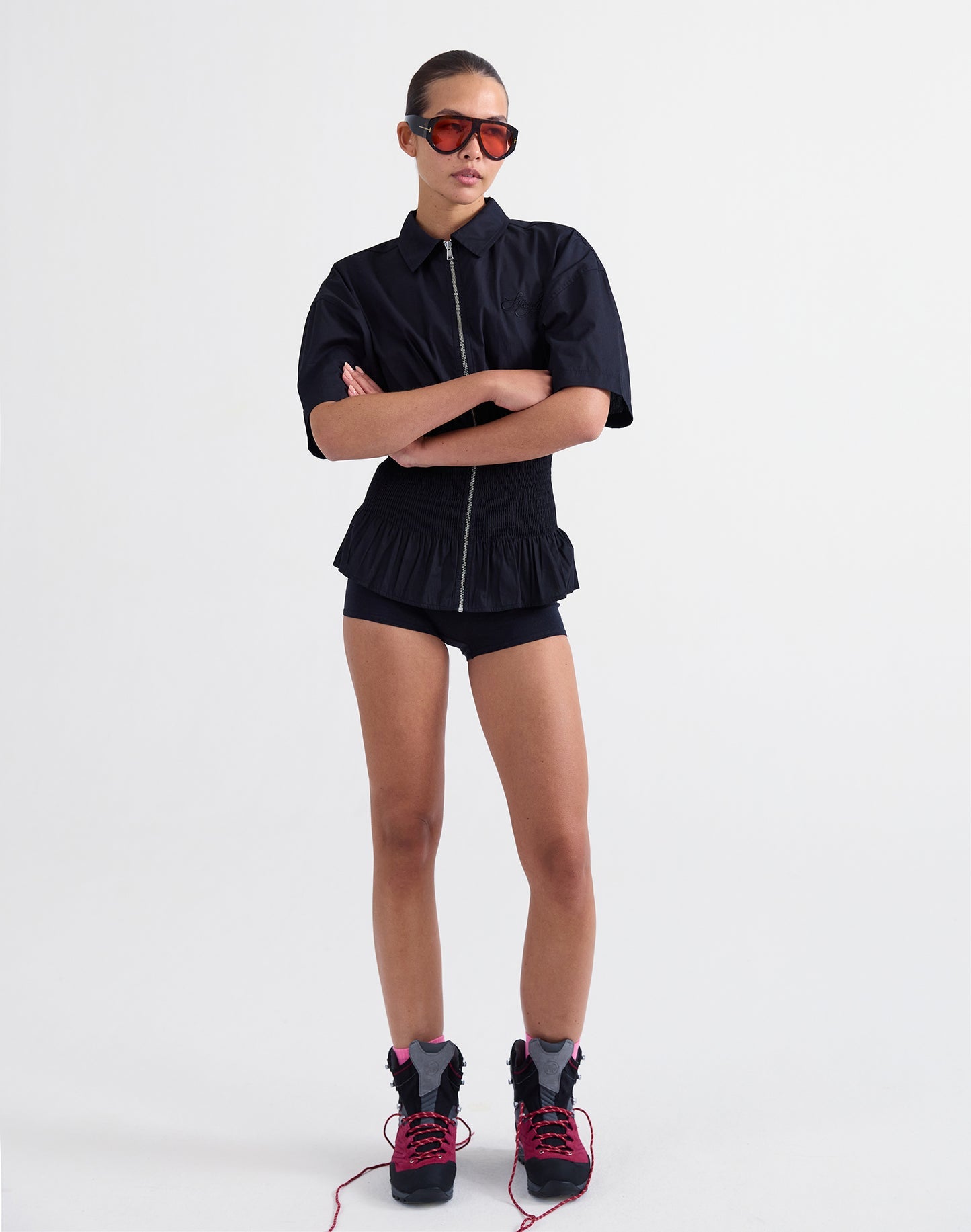 Kyla smocked blouse black