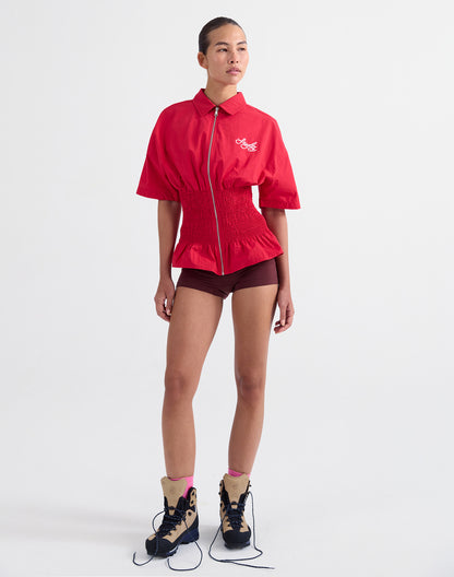 Kyla smocked blouse red