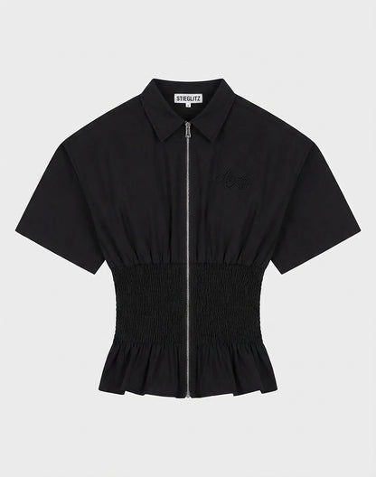 Kyla smocked blouse black