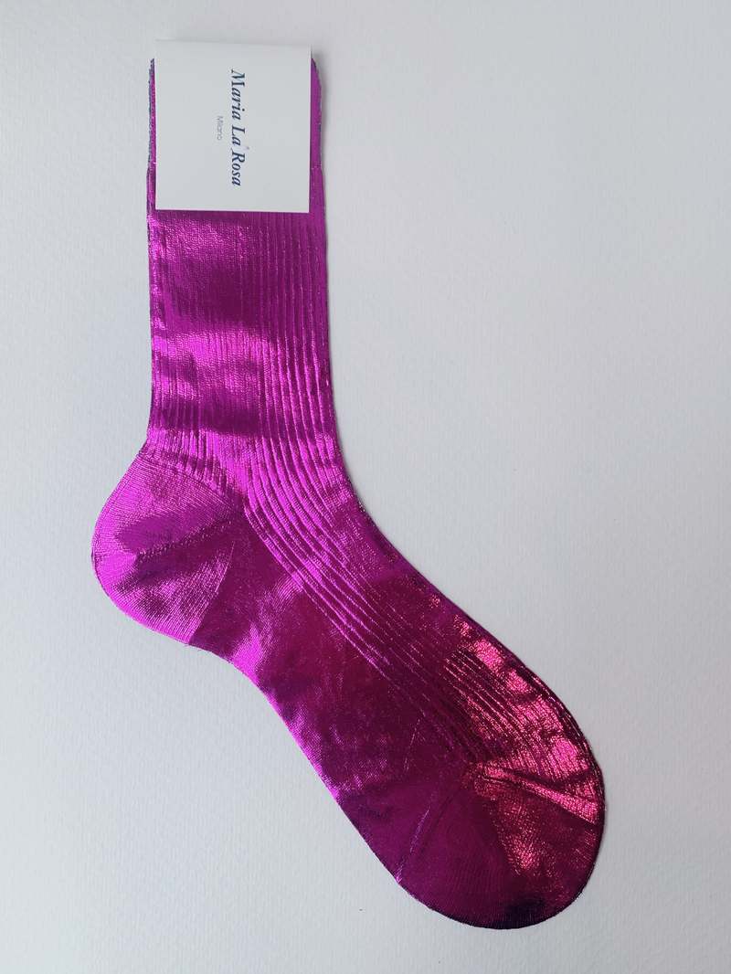 One ribbed laminted sock fushia
