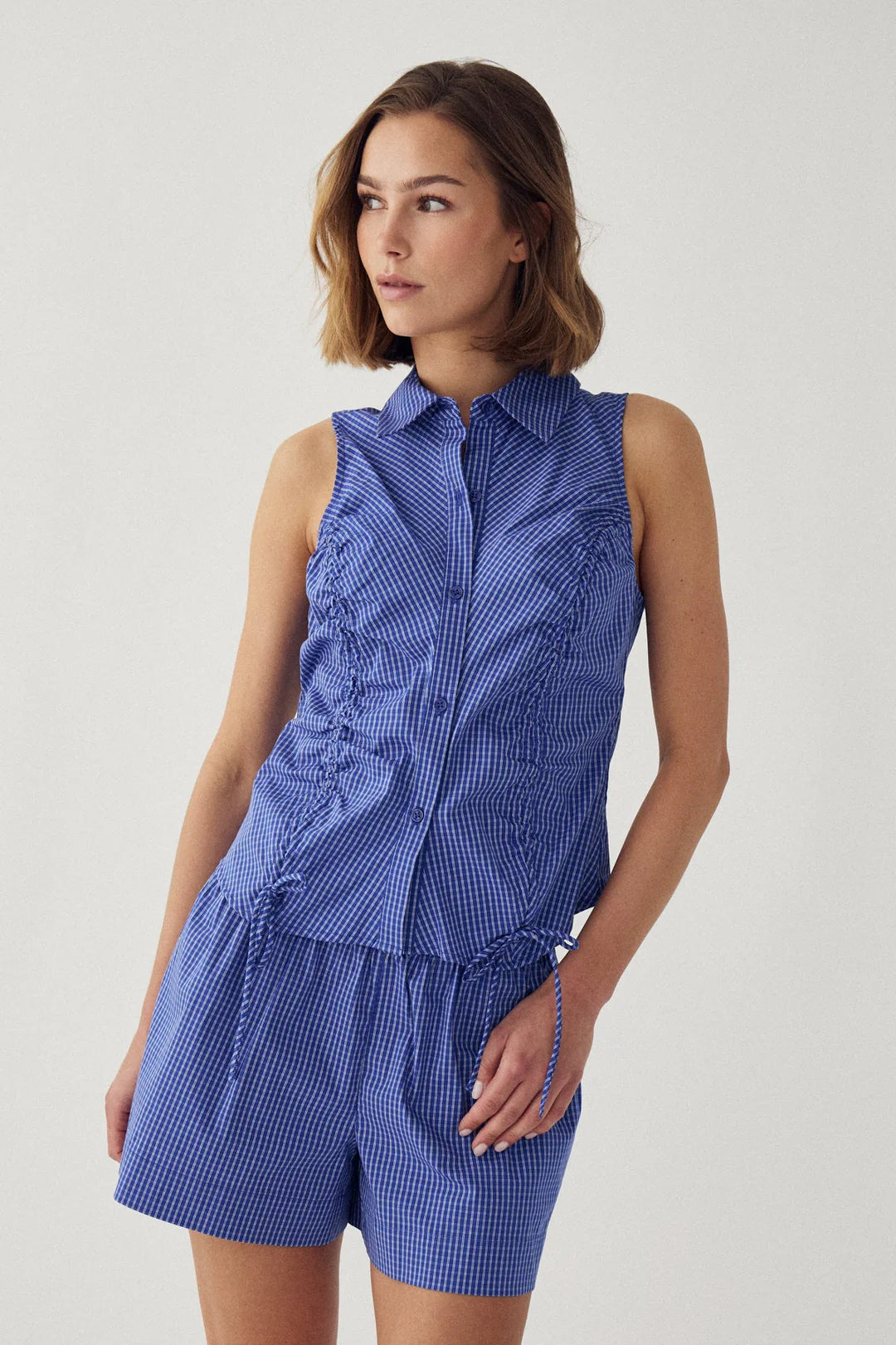 N-micaiah blouse blue check