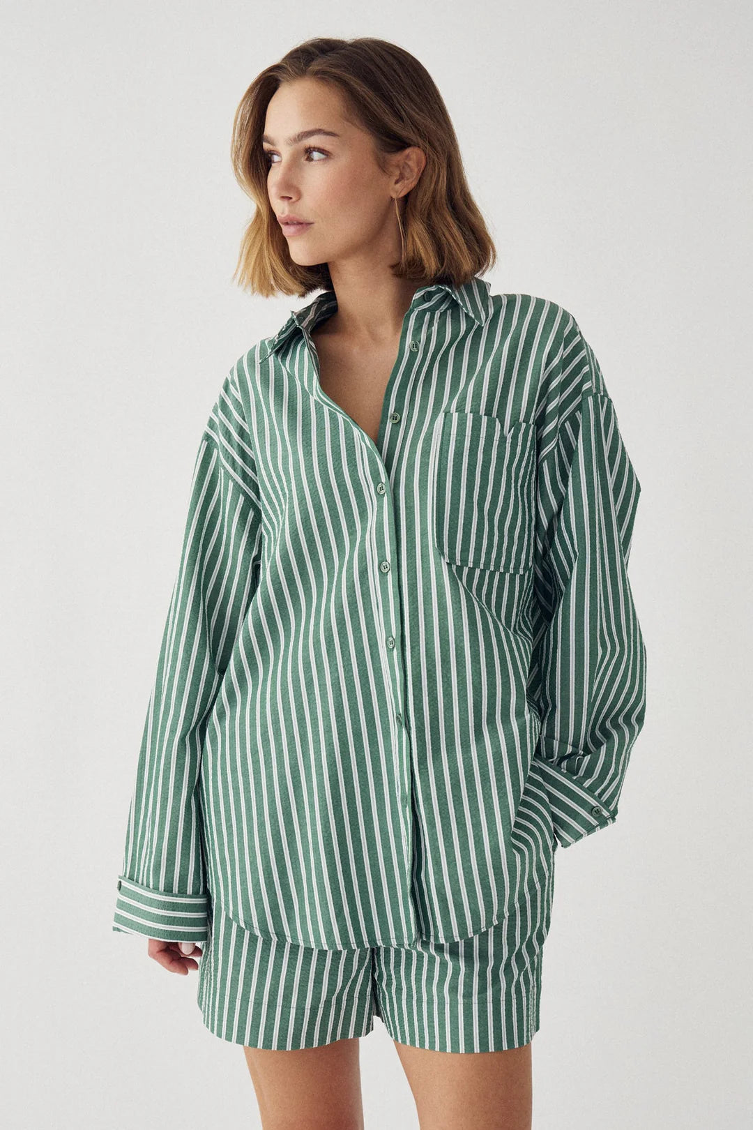 N-marlon shirt green stripes