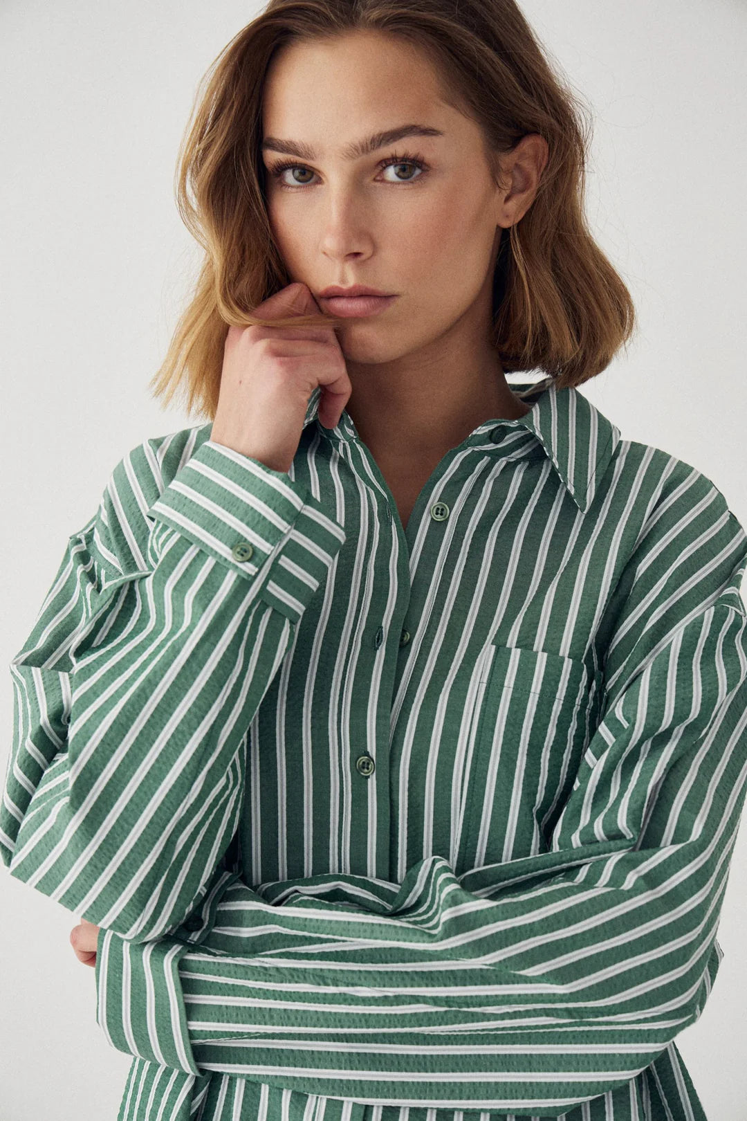 N-marlon shirt green stripes