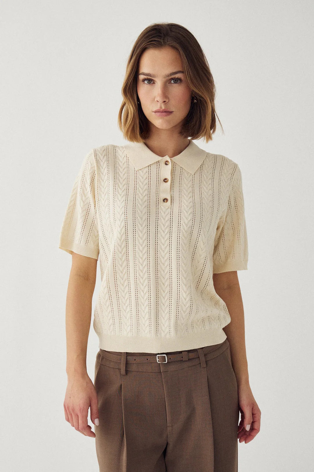 N-mecca knit polo ivory