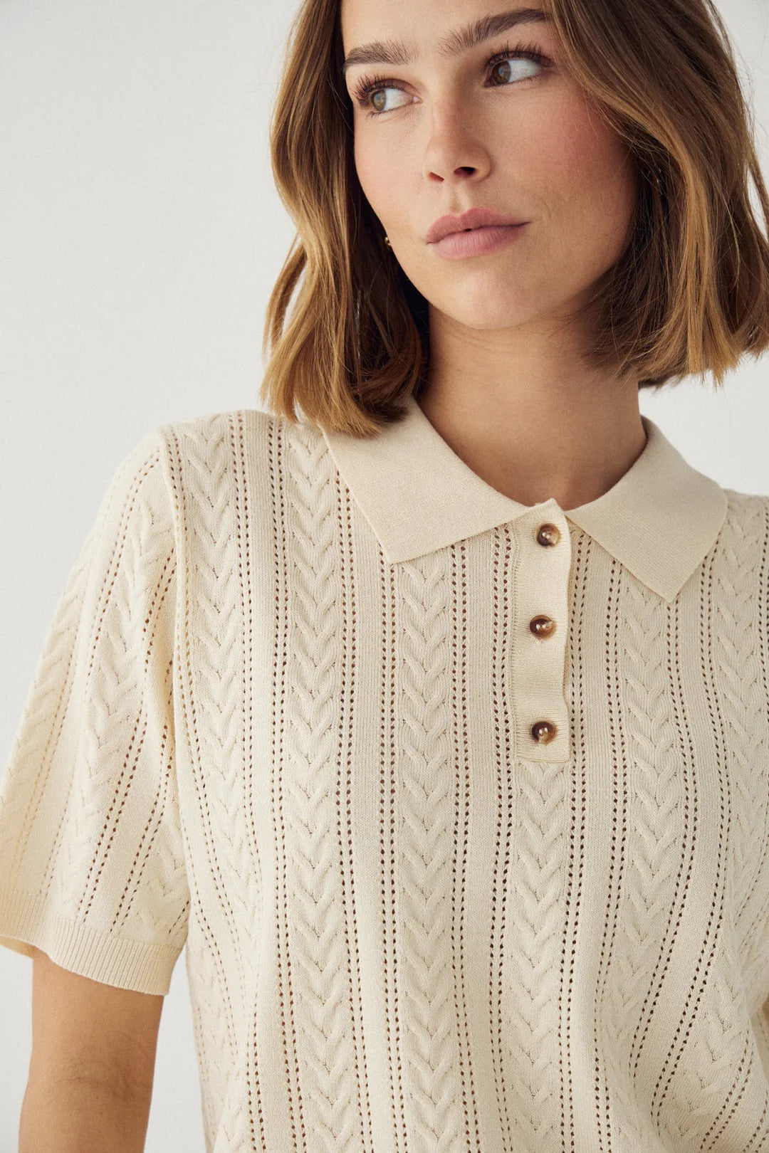 N-mecca knit polo ivory