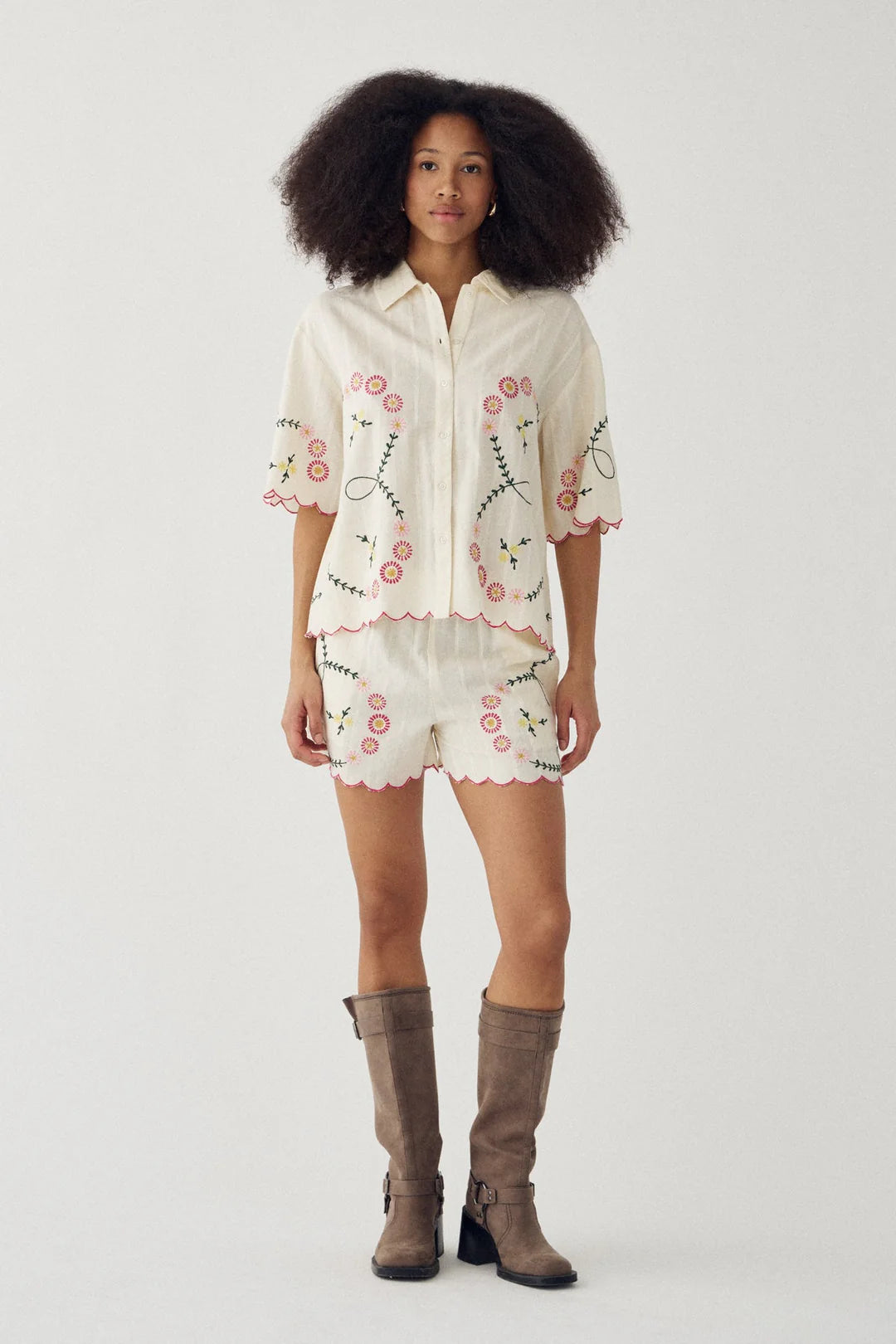 N-kealy shirt flowers creme