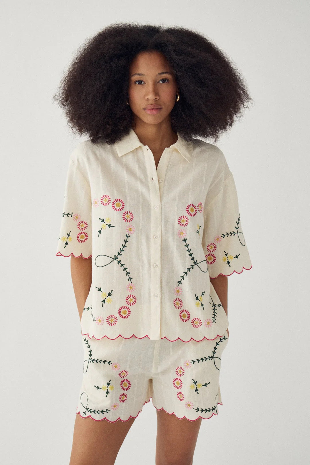 N-kealy shirt flowers creme