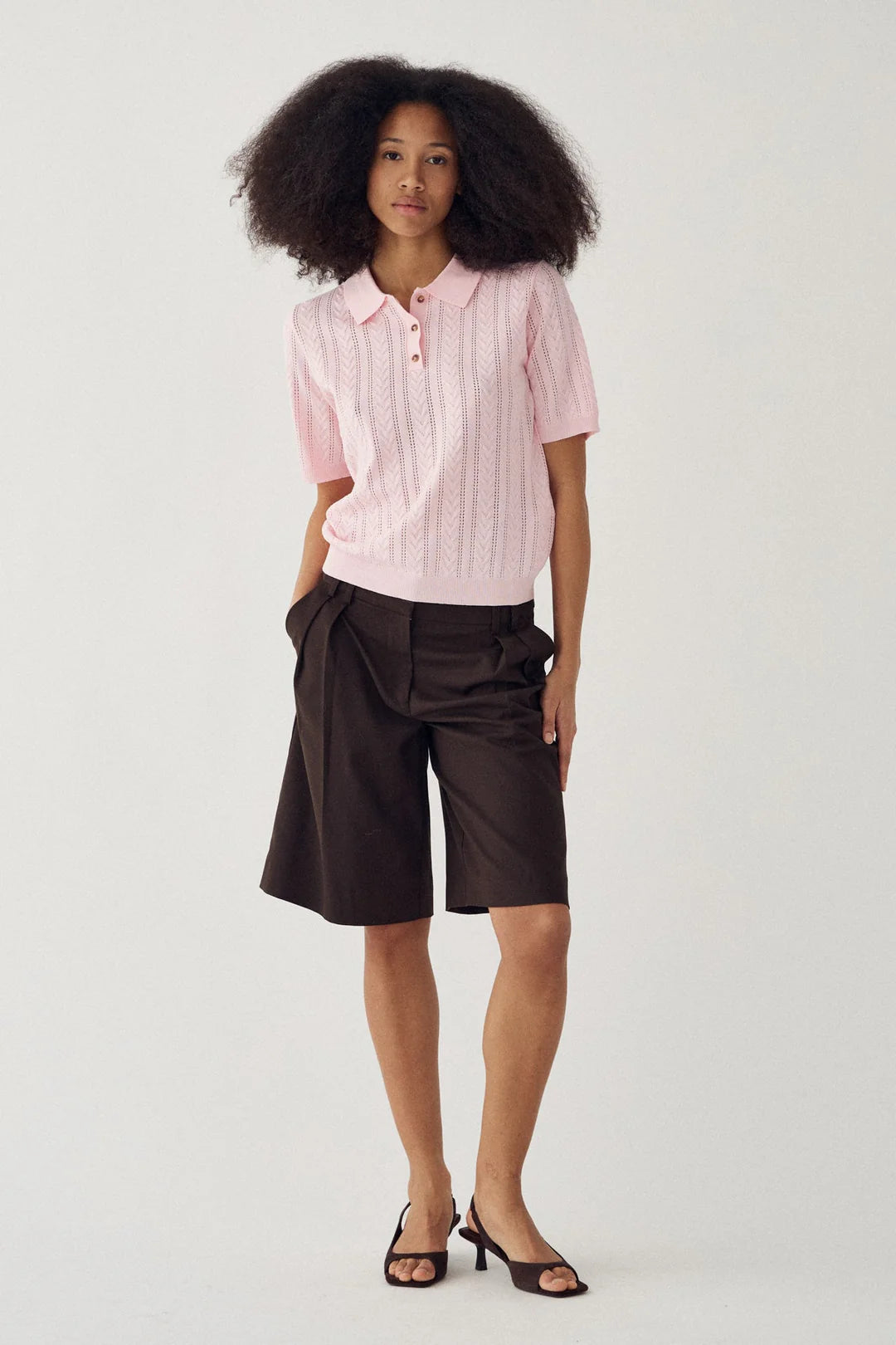 N-mecca knit polo baby pink