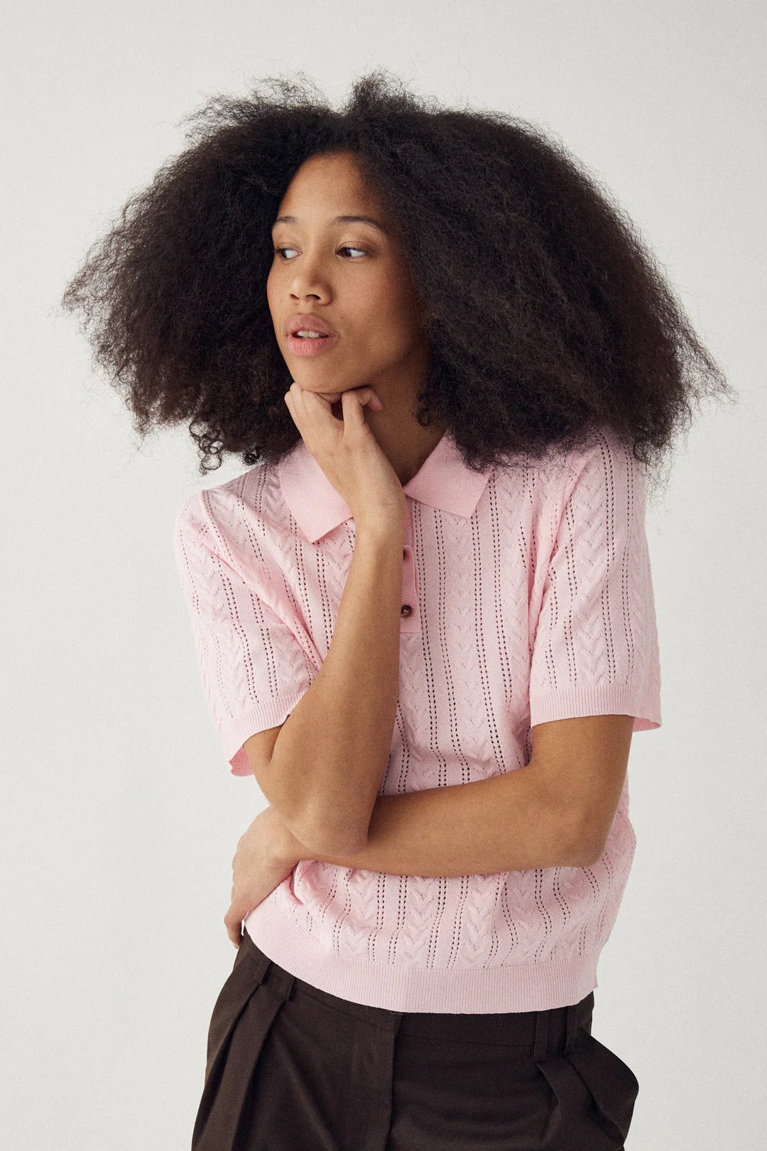 N-mecca knit polo baby pink