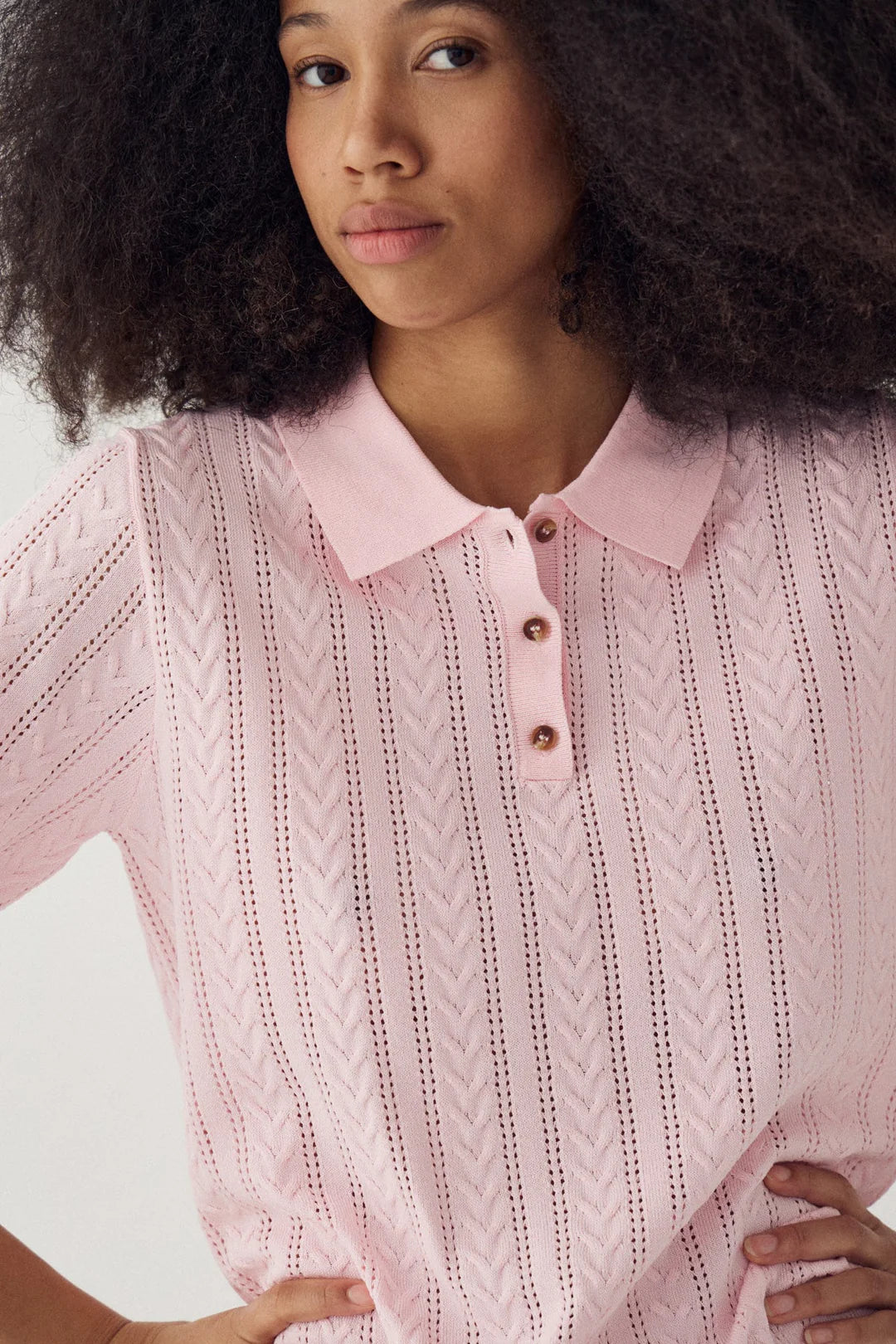 N-mecca knit polo baby pink