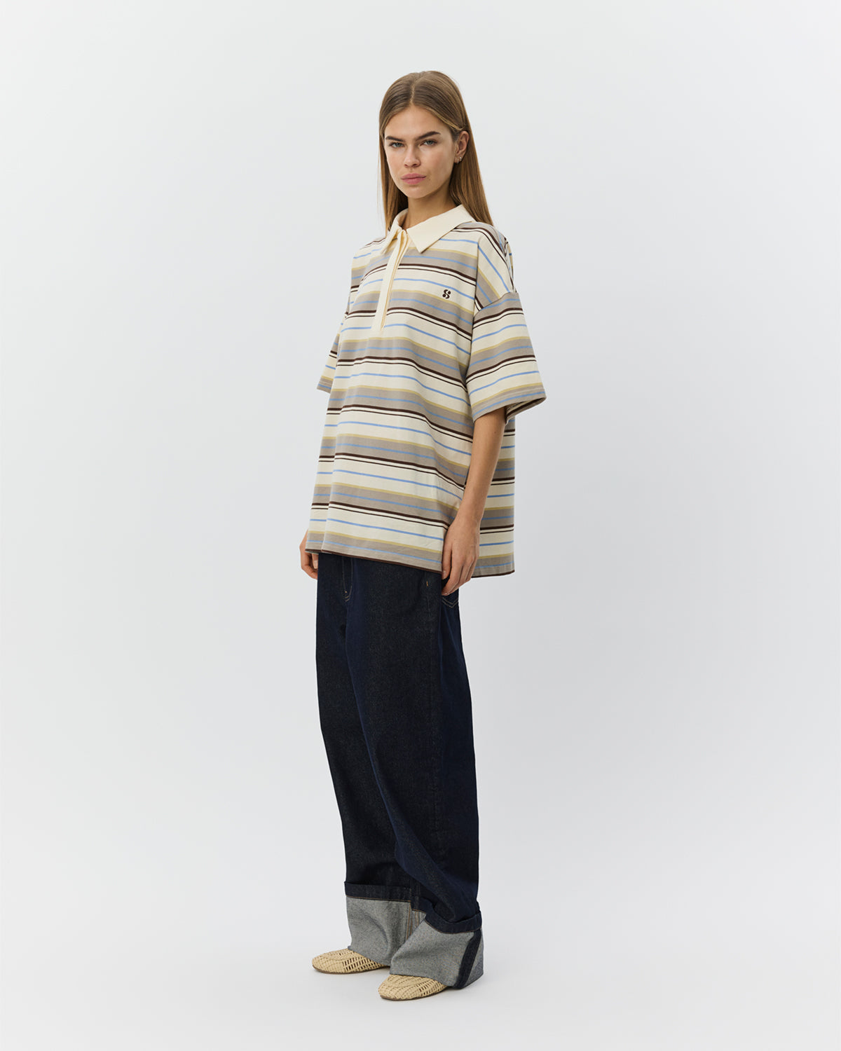 PilSW oversize stripe polo shirt