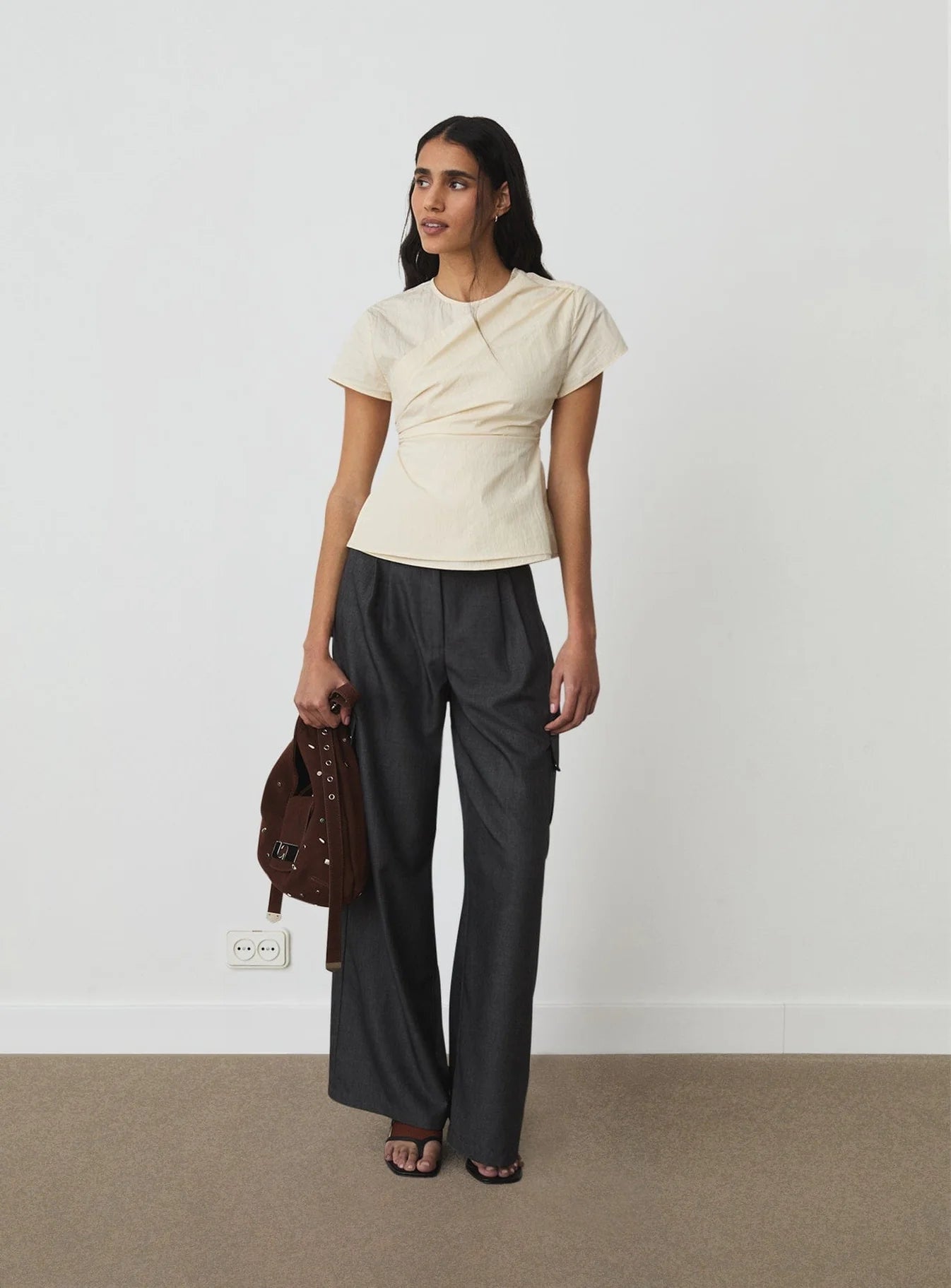 Raven white asymmetric blouse