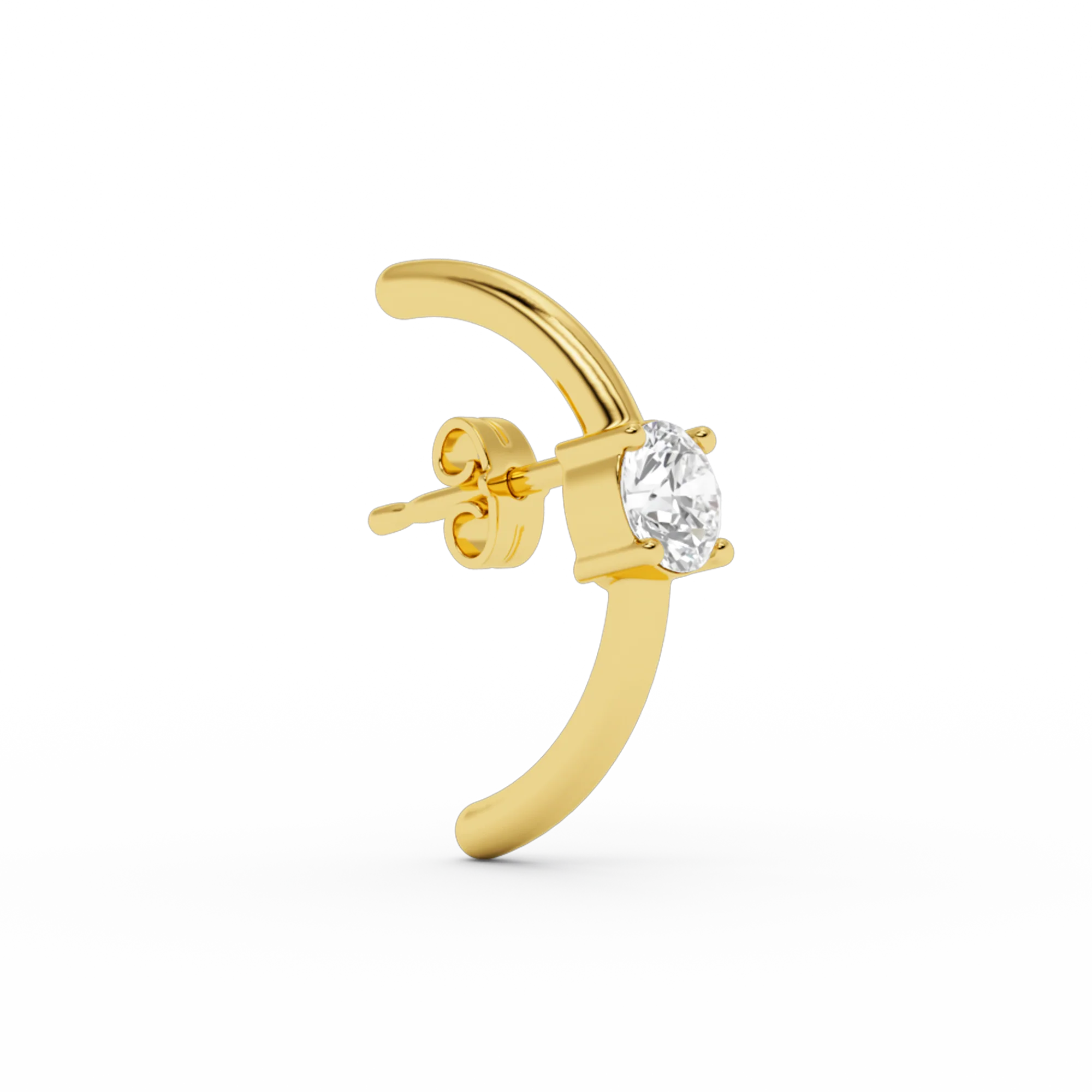 Solitaire Hug Earstud Gold