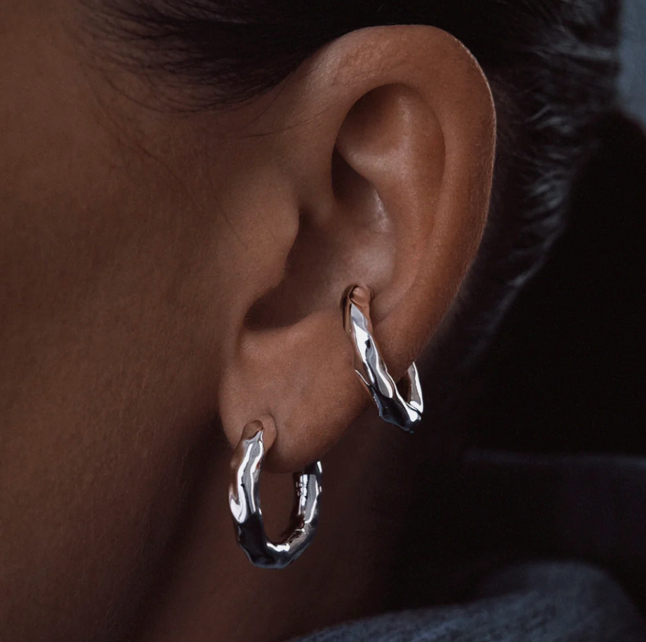 Chunky Kos Molten Earcuff Silver