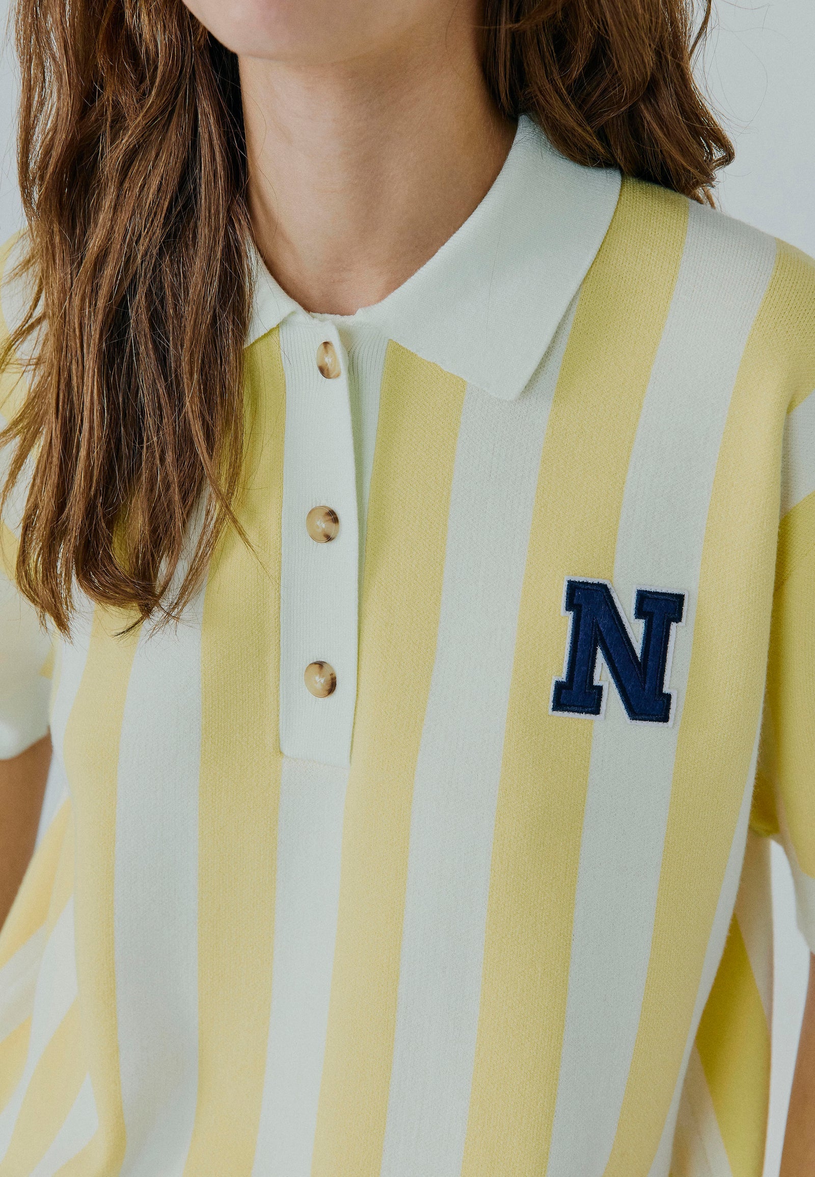 Varsity knit polo light yellow