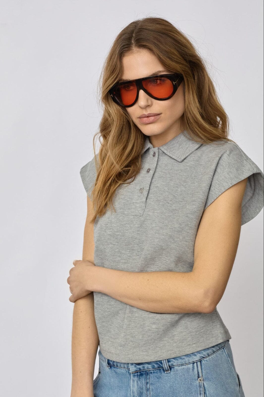 Sida cc polo top grey melange