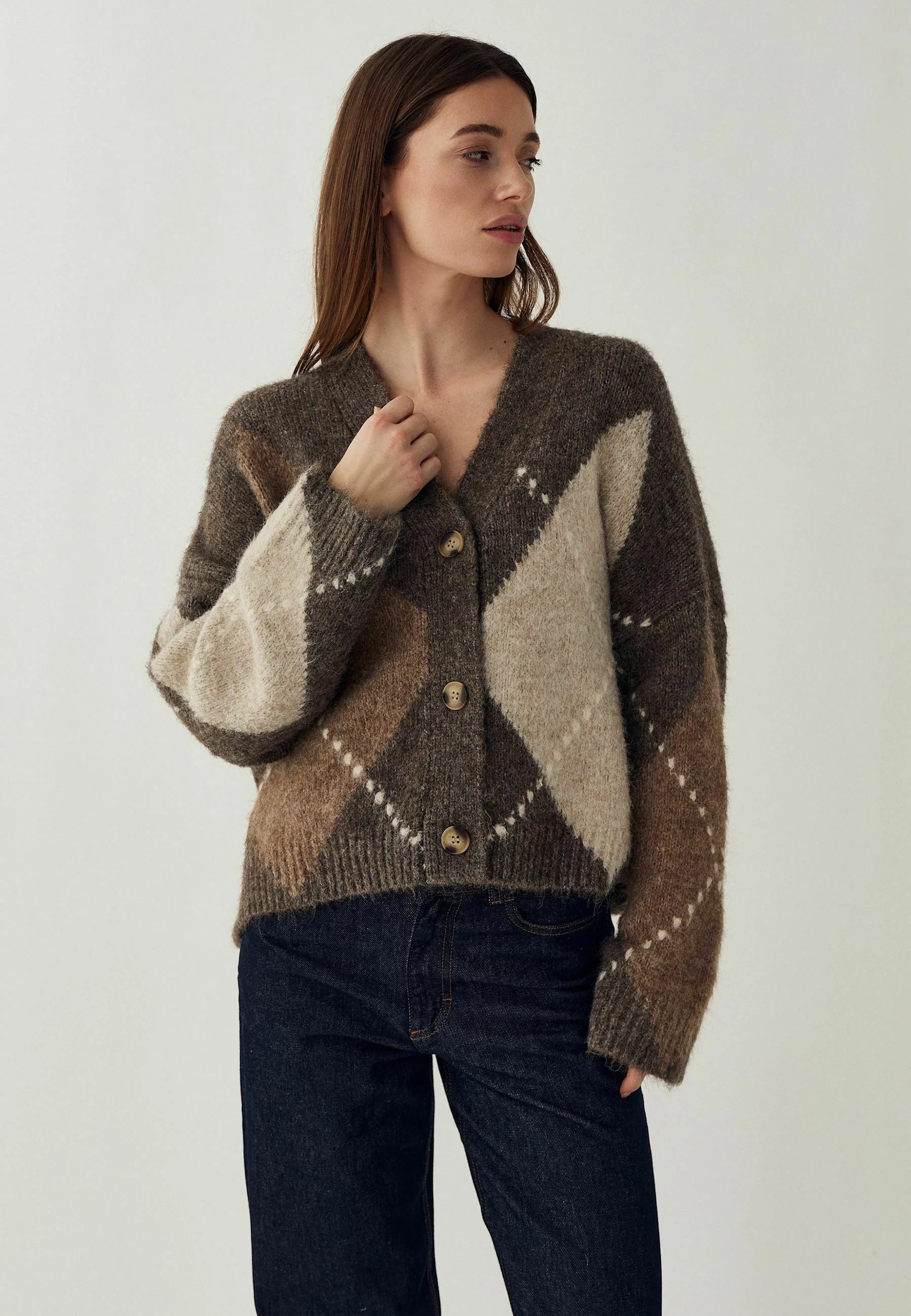 N-laiana knit cardigan ash brown